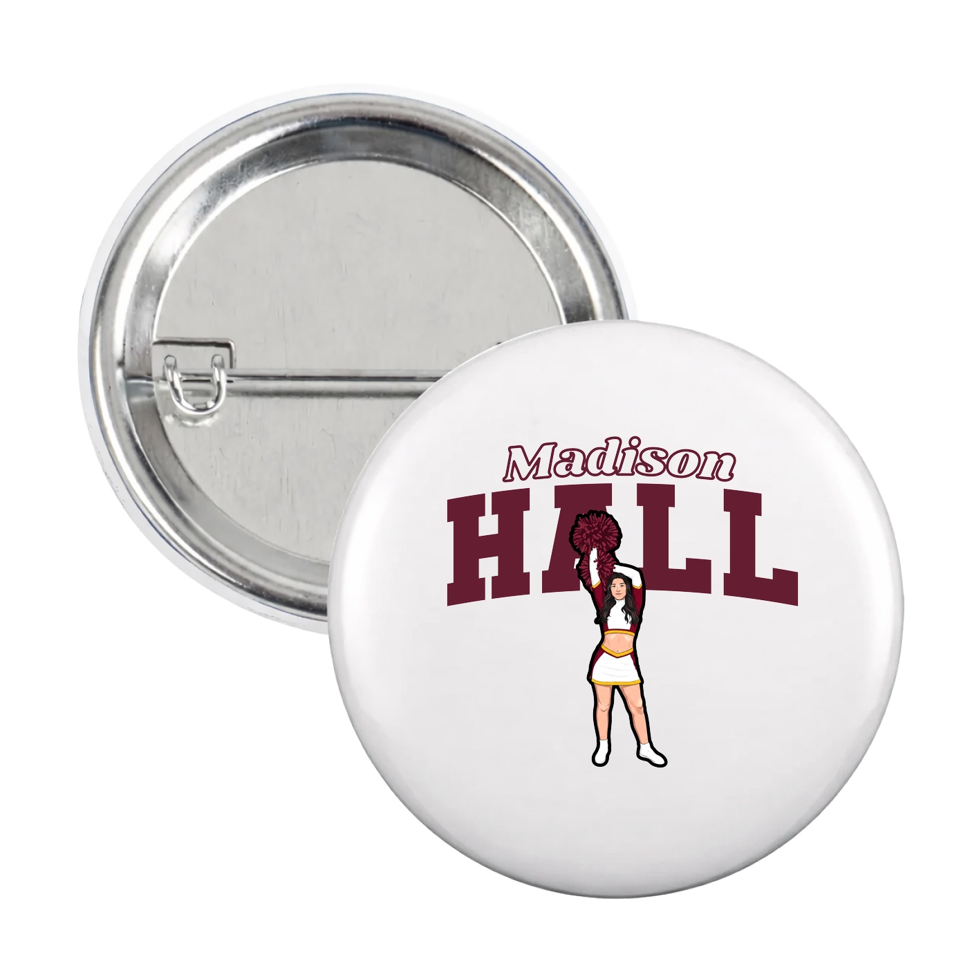 Game Day Button — Name Arch in White
