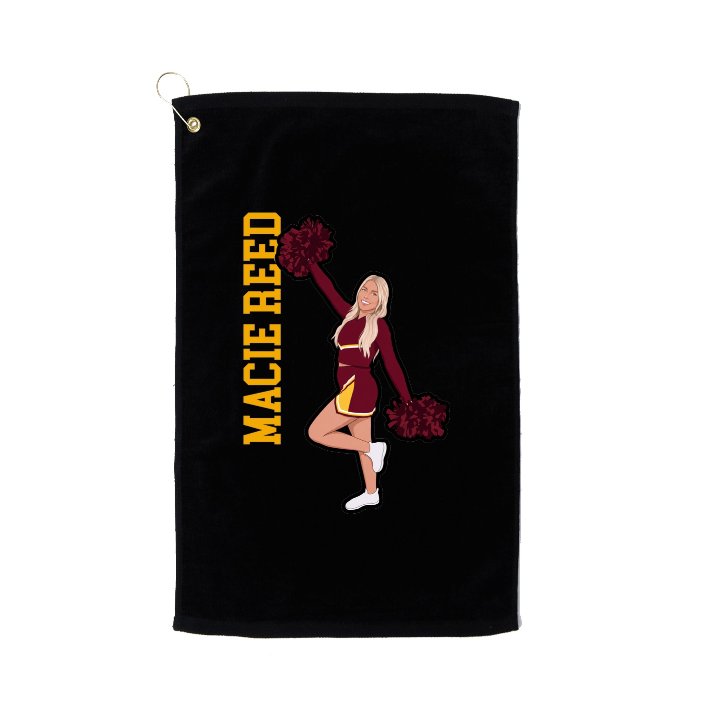 Golf Towel — Name Vertical in Black