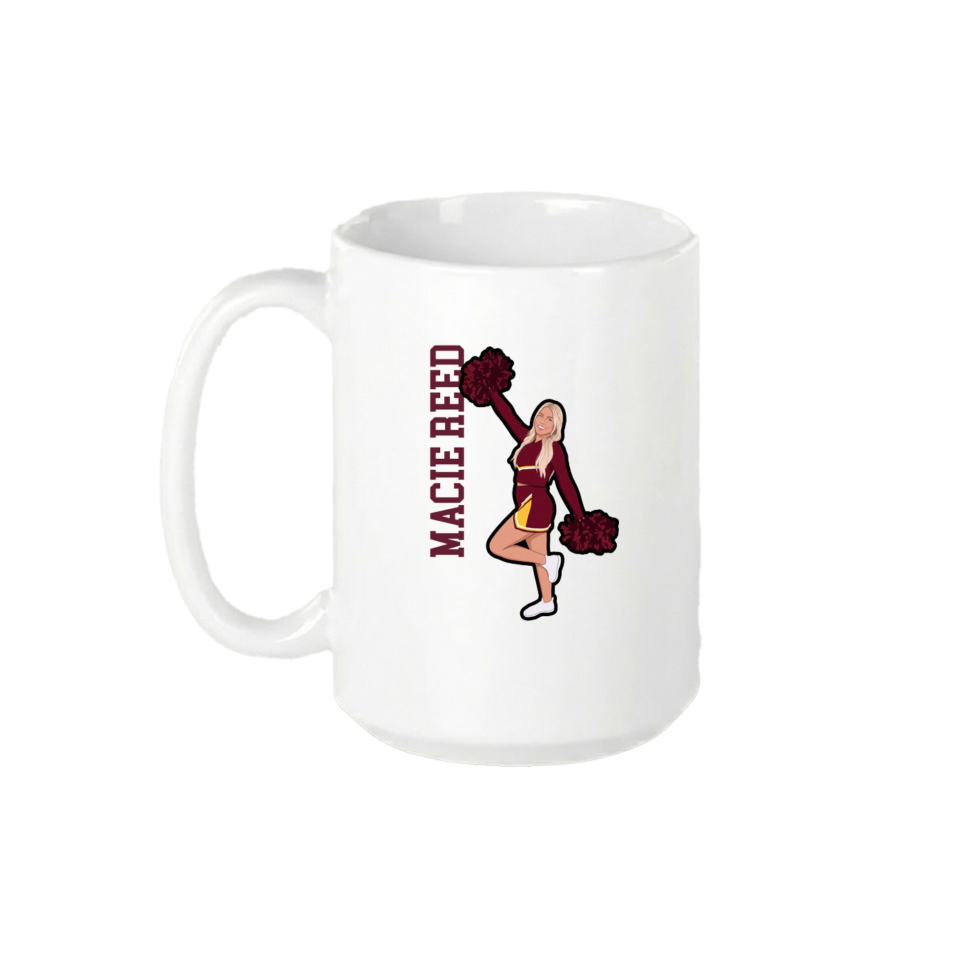 15oz Coffee Mug — Name Vertical in White