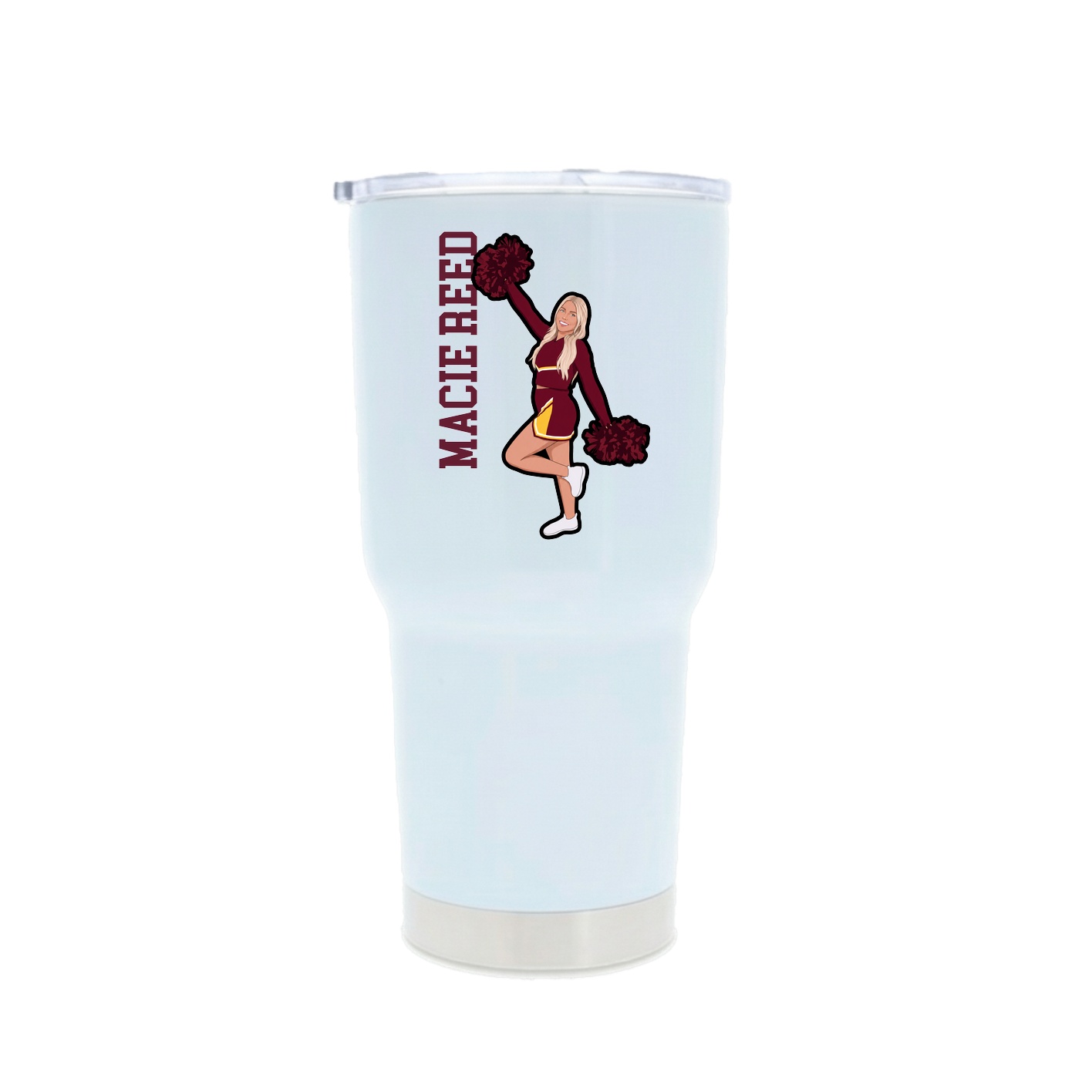 30oz Stainless Steel Tumbler — Name Vertical in White