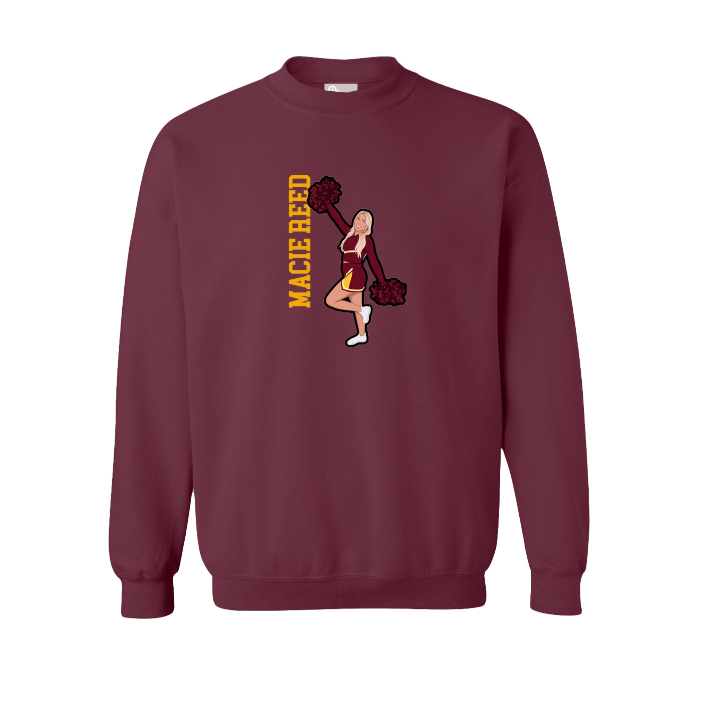 Fleece Crew — Name Vertical in Maroon