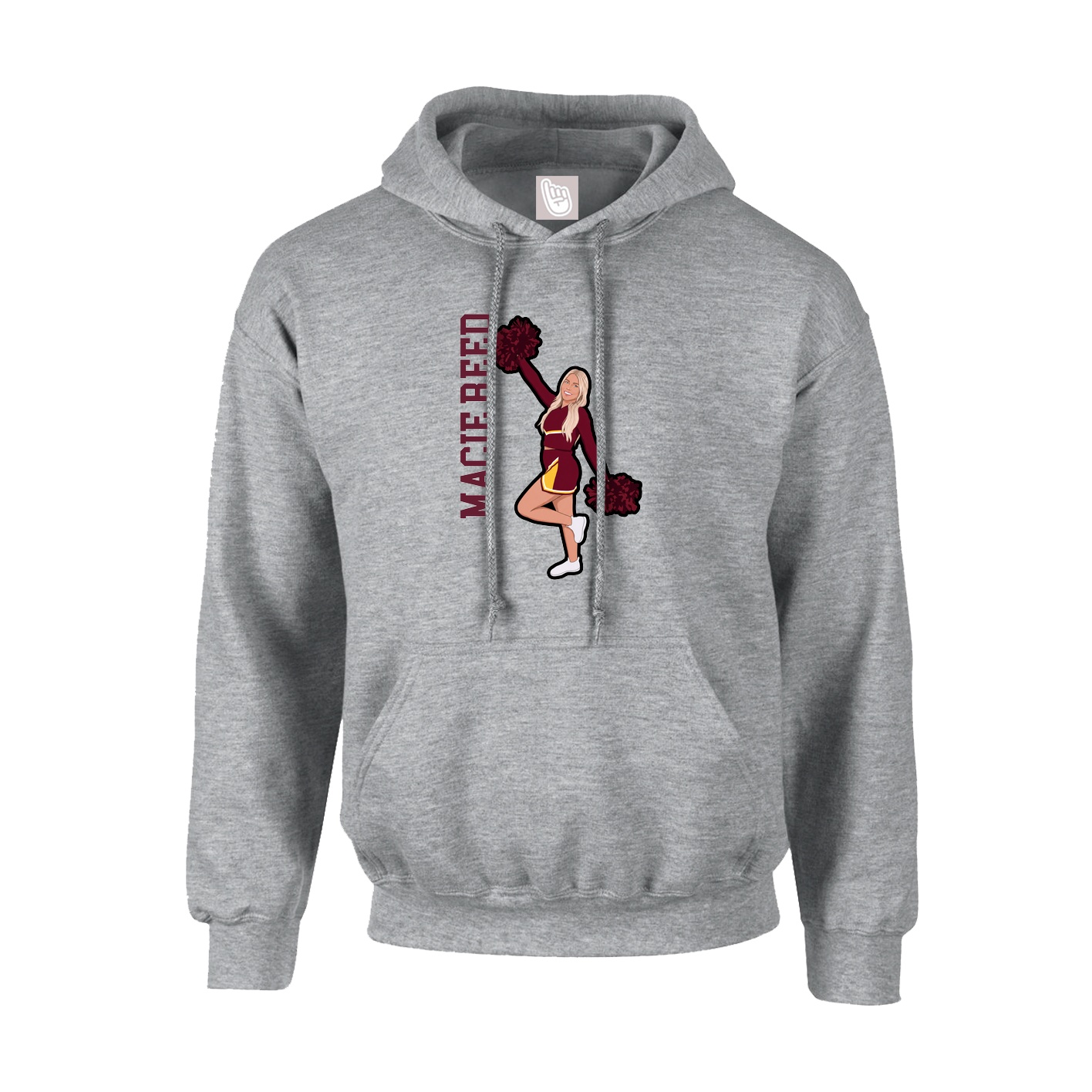 Youth Hoodie — Name Vertical in Grey