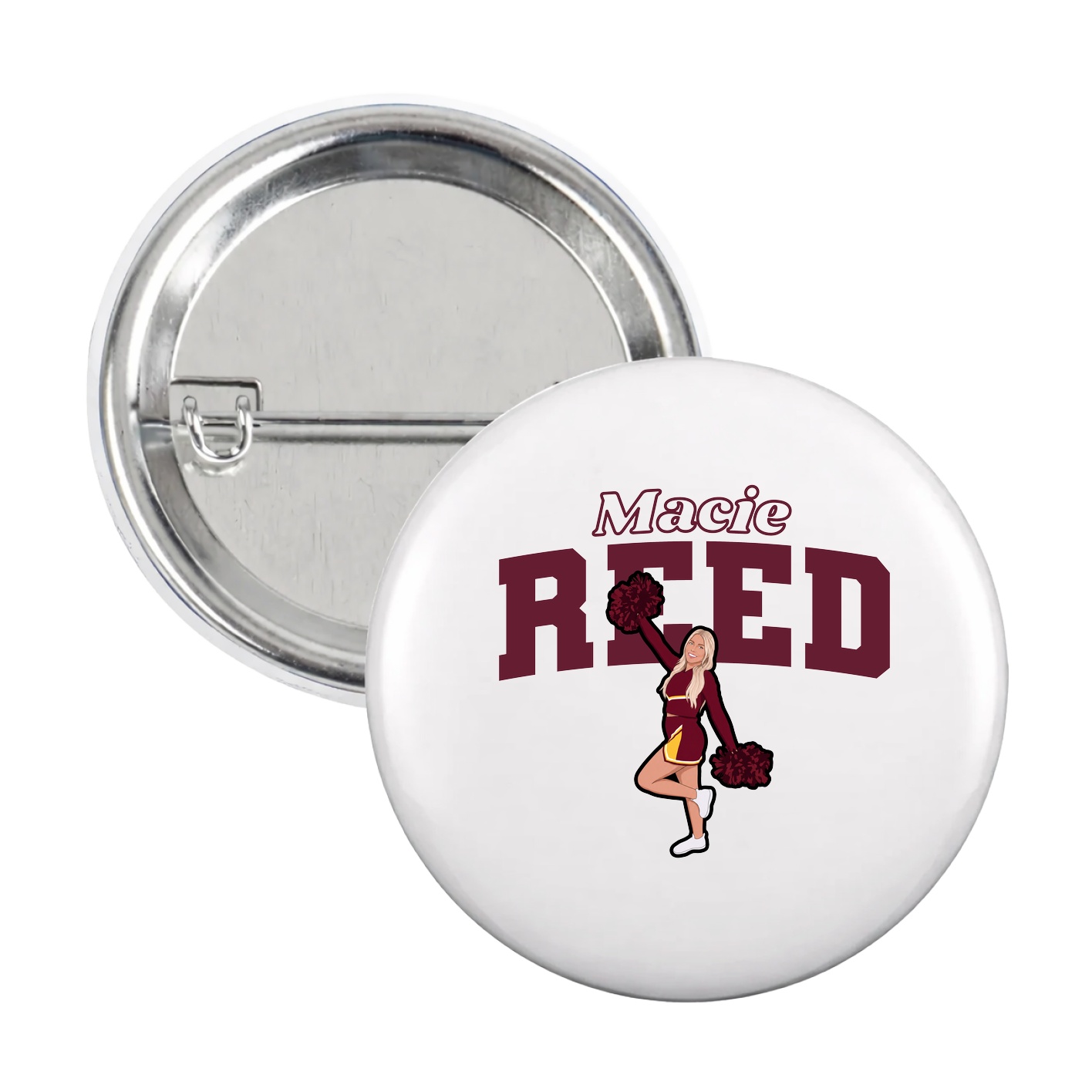 Game Day Button — Name Arch in White