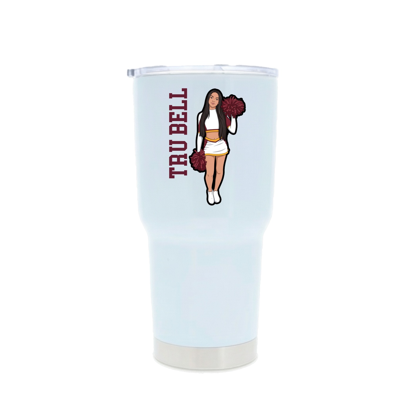 30oz Stainless Steel Tumbler — Name Vertical in White