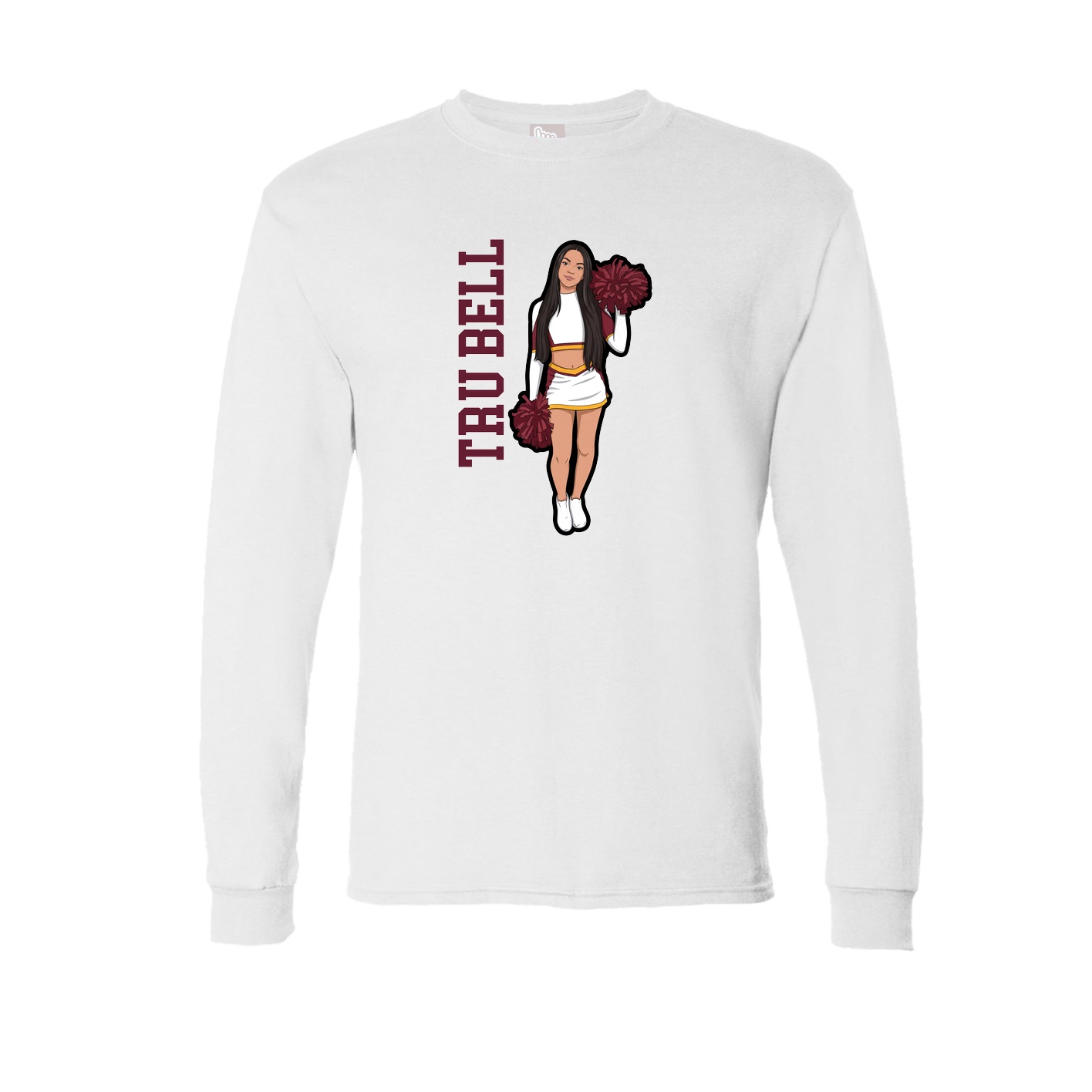 Long Sleeve Tee — Name Vertical in White