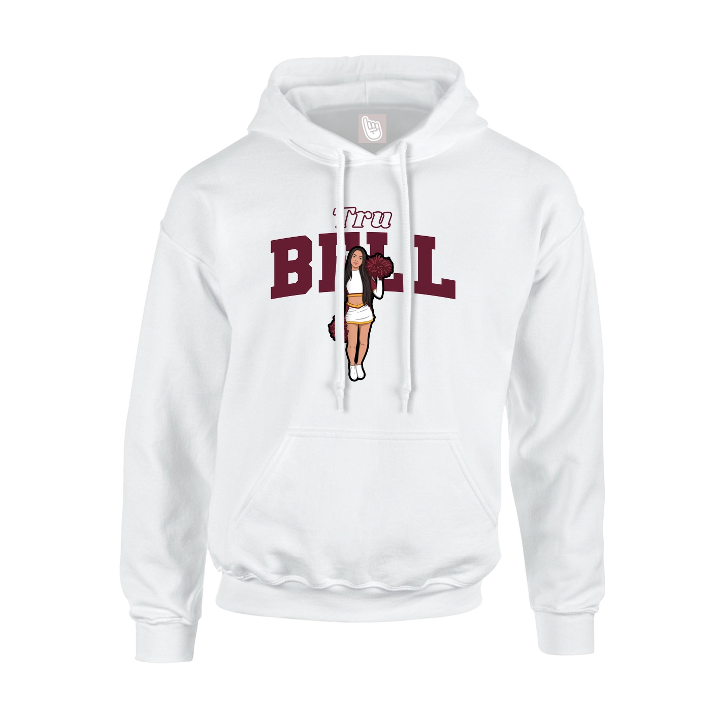 Youth Hoodie — Name Arch in White