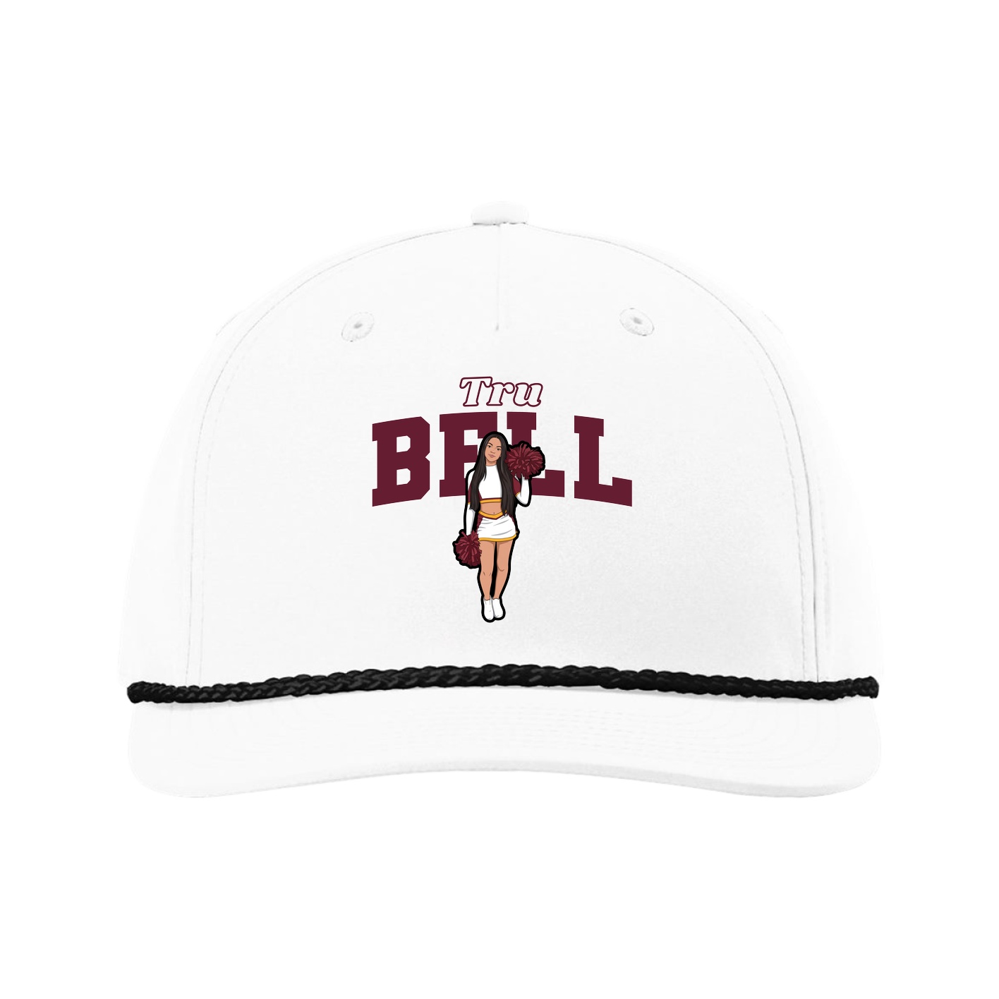 Five-Panel Classic Rope Cap — Name Arch in White