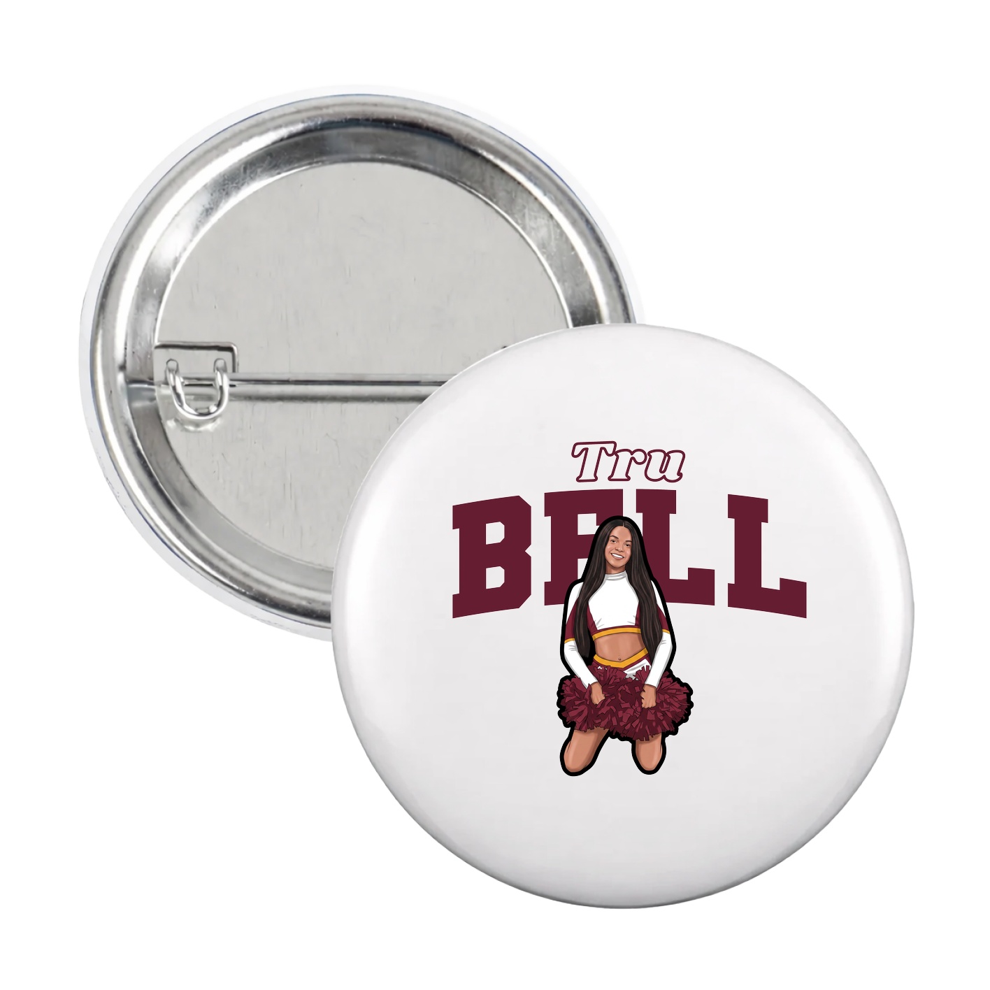 Game Day Button — Name Arch in White