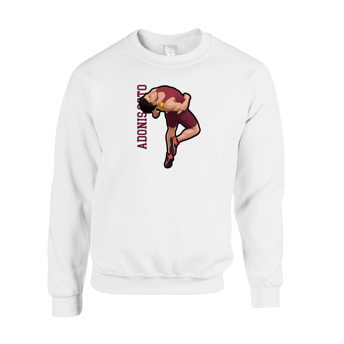 Fleece Crew — Name Vertical in White