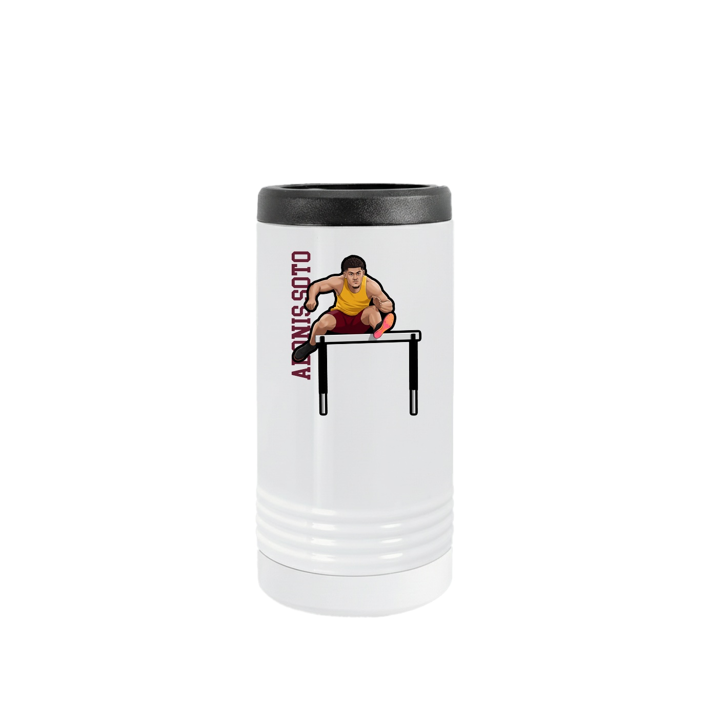 Slim Beverage Holder — Name Vertical in White