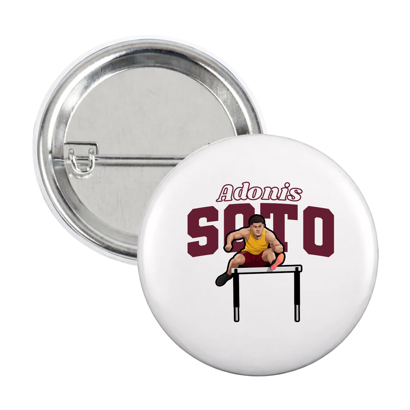 Game Day Button — Name Arch in White