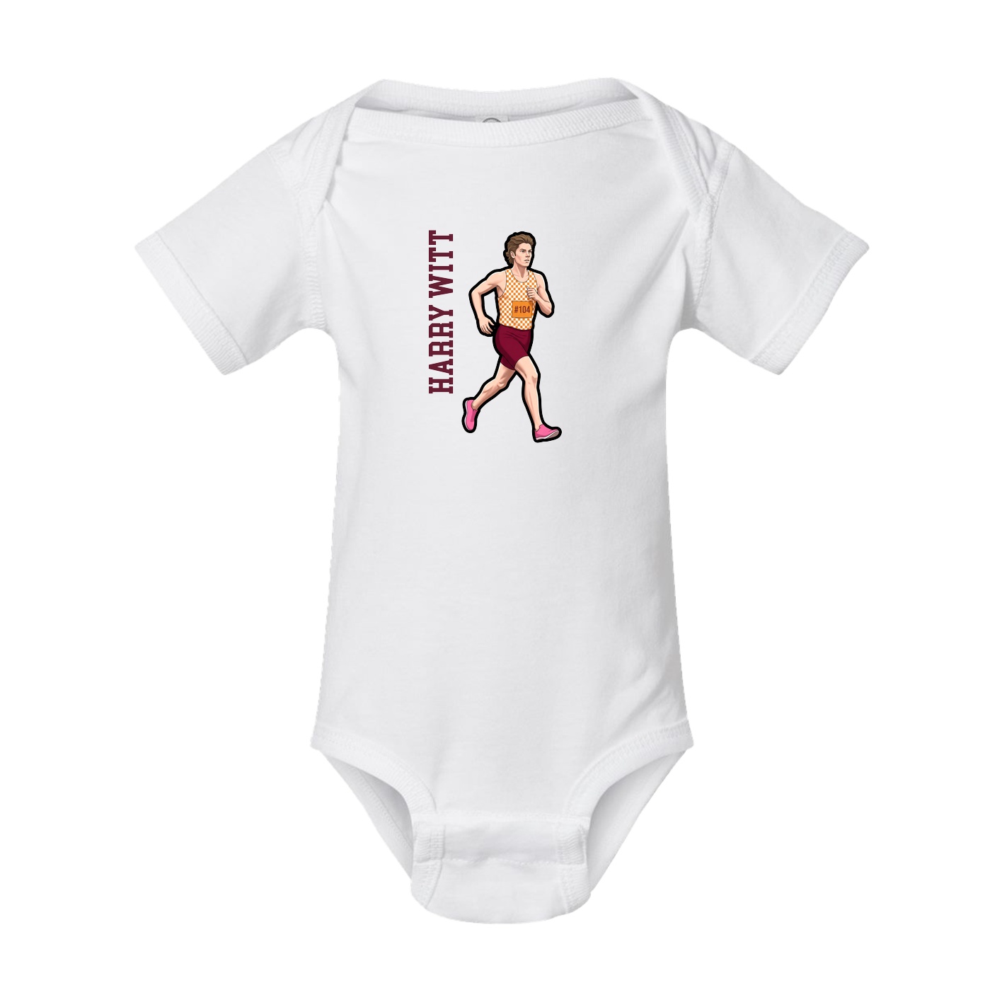 Baby Onesie — Name Vertical in White