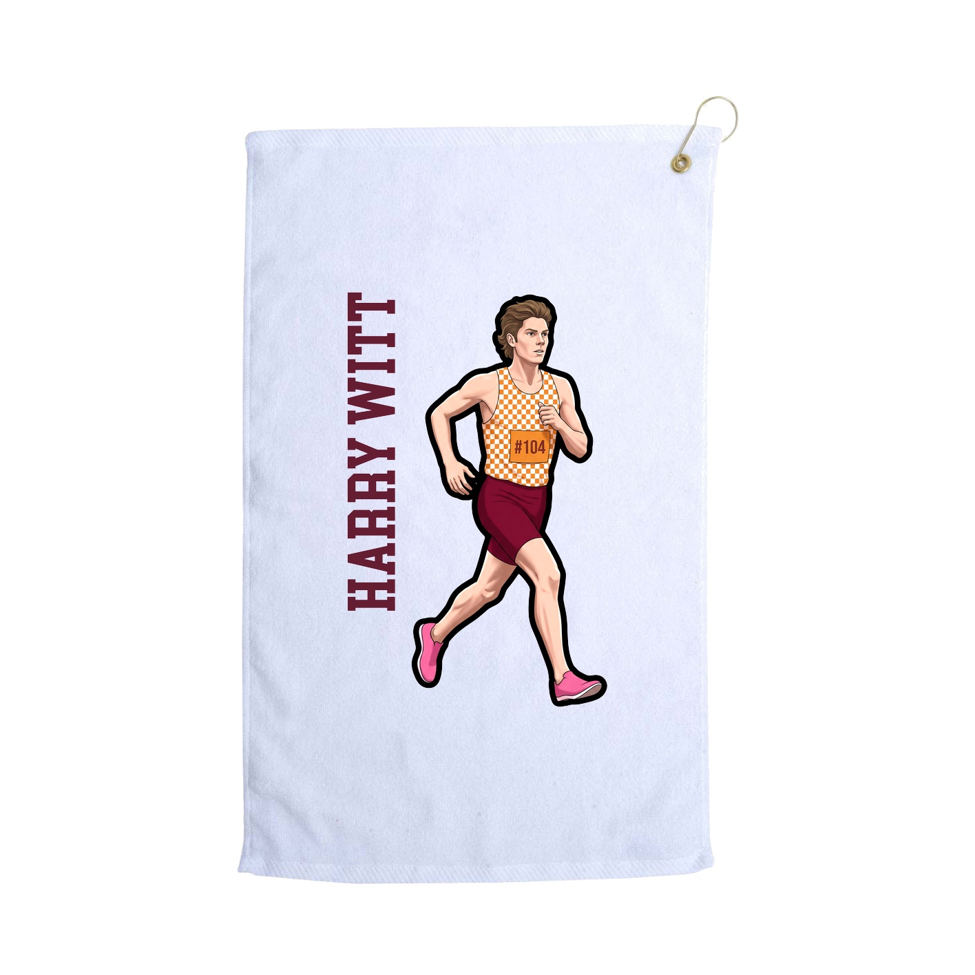 Golf Towel — Name Vertical in White