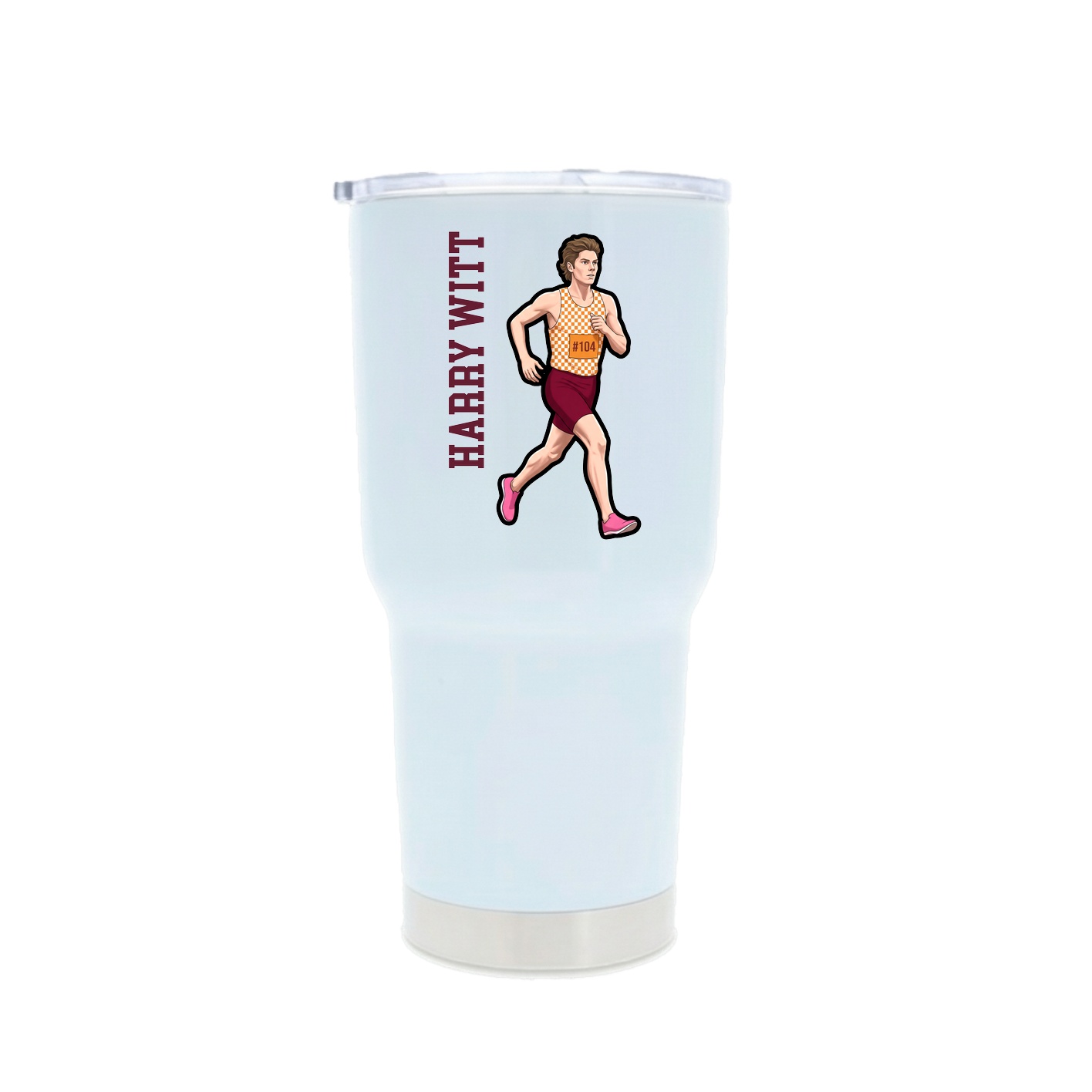 30oz Stainless Steel Tumbler — Name Vertical in White