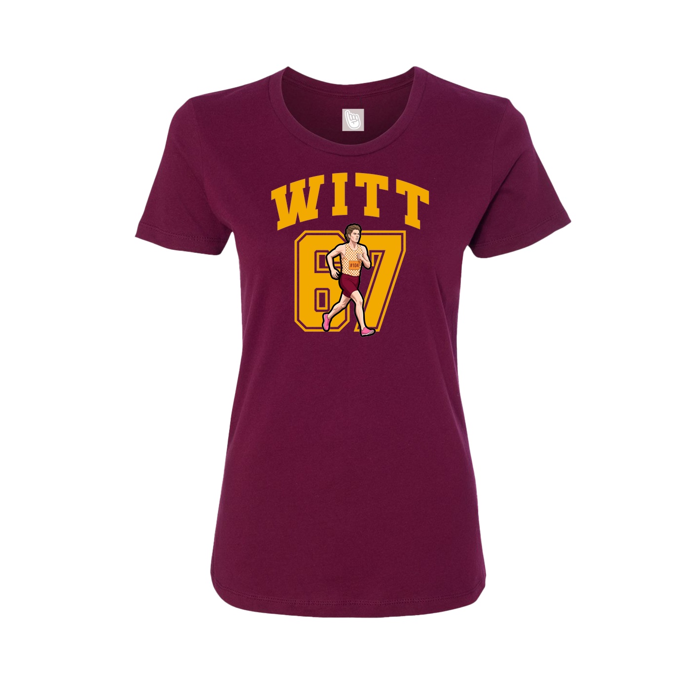 Fitted Women's Tee — Number in Maroon