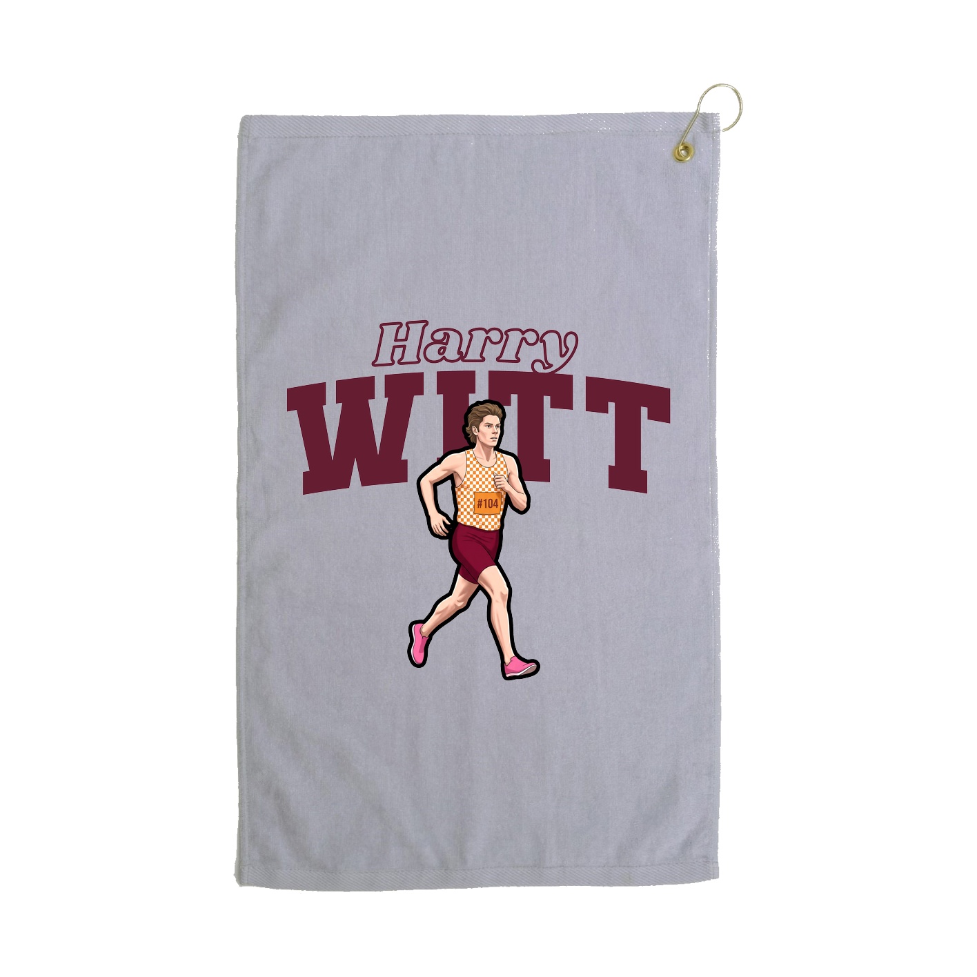 Golf Towel — Name Arch in Grey