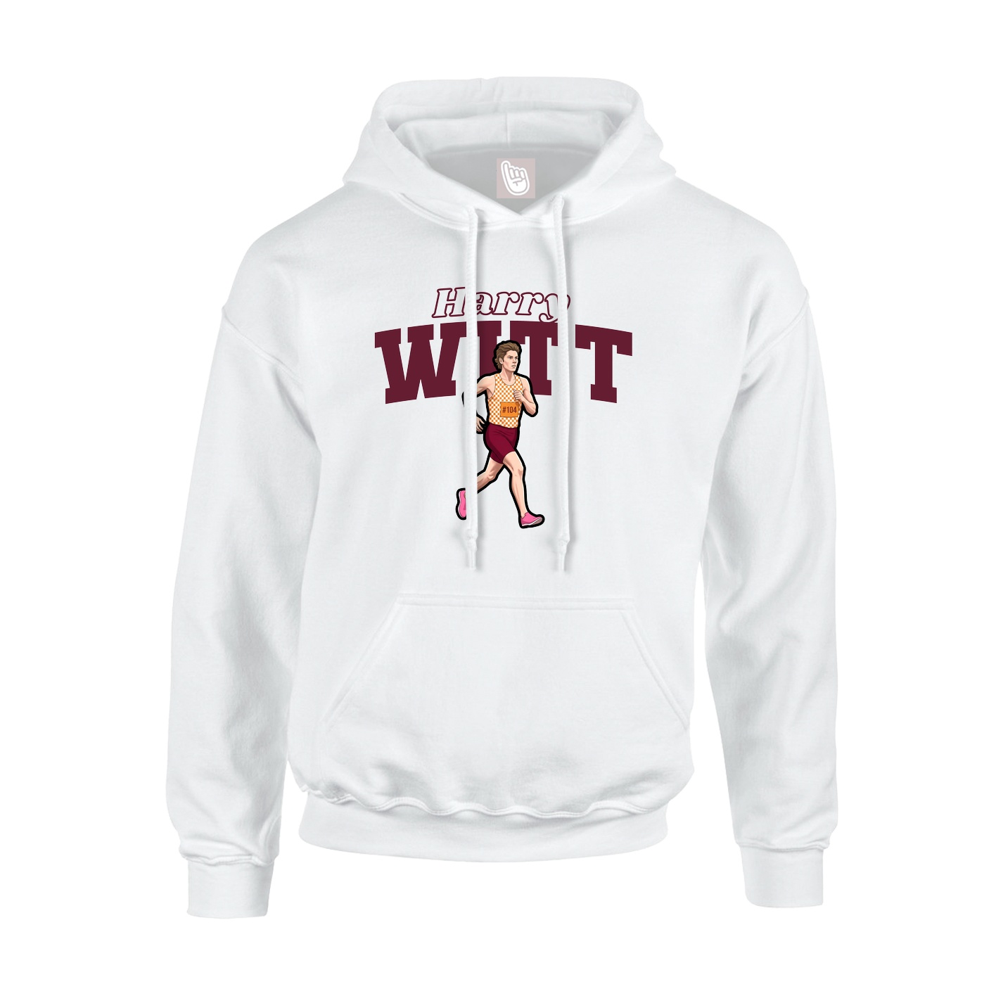 Youth Hoodie — Name Arch in White