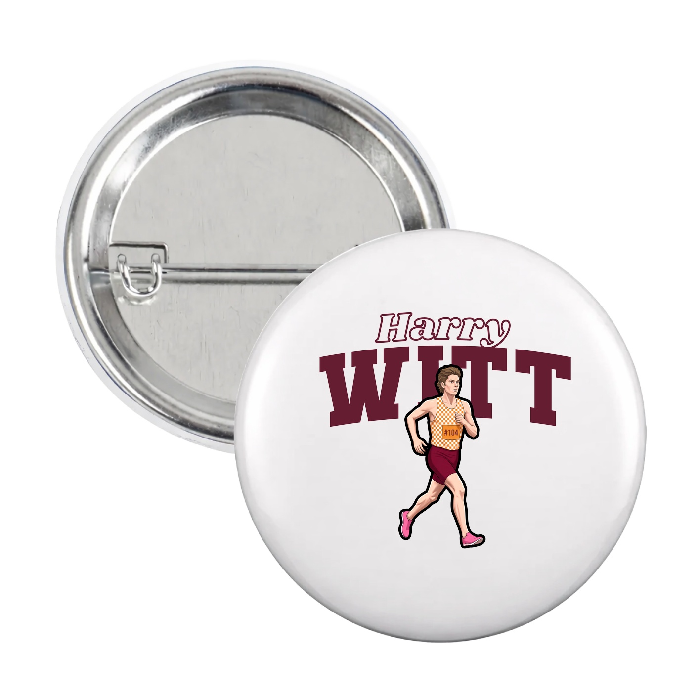 Game Day Button — Name Arch in White