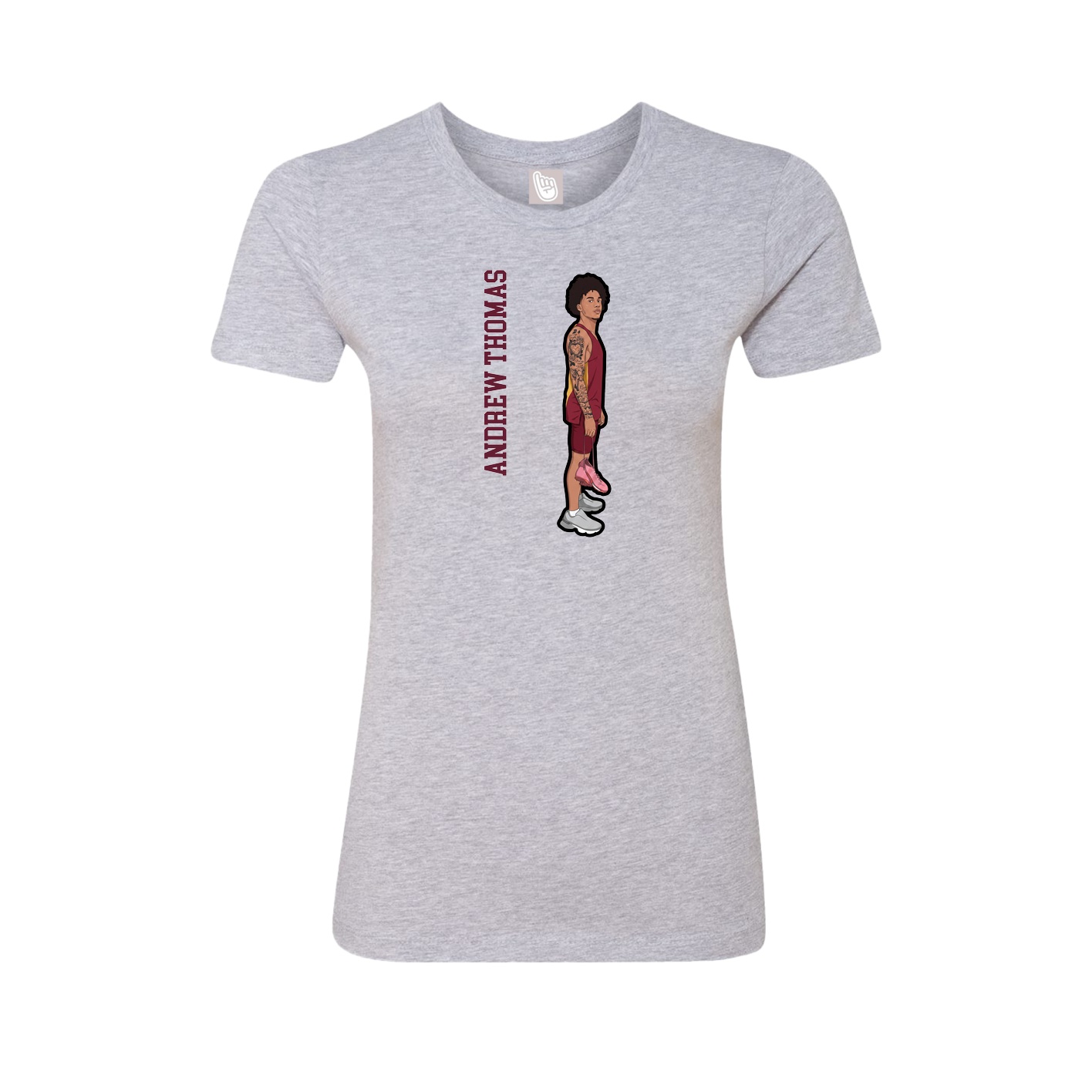 Fitted Women's Tee — Name Vertical in Grey