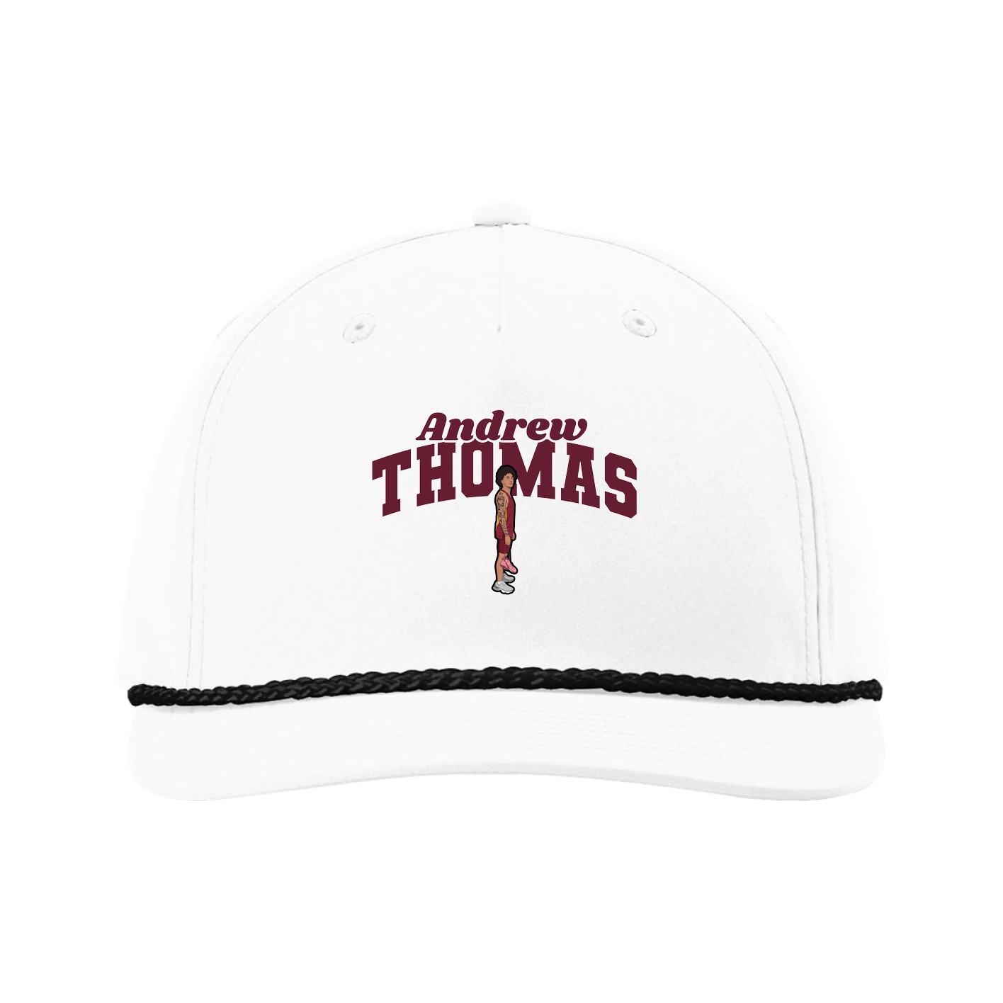 Five-Panel Classic Rope Cap — Signature Arch in White