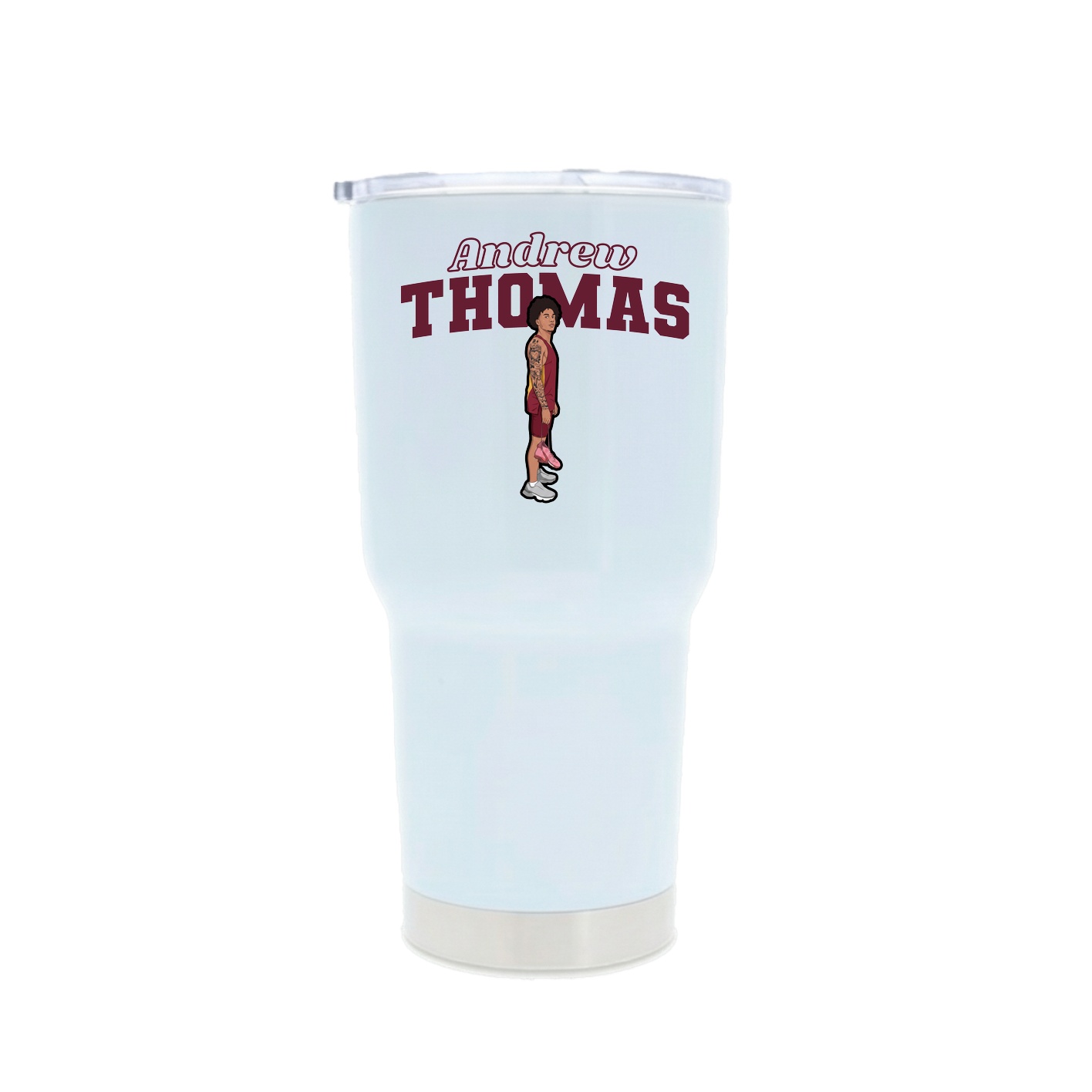 30oz Stainless Steel Tumbler — Name Arch in White