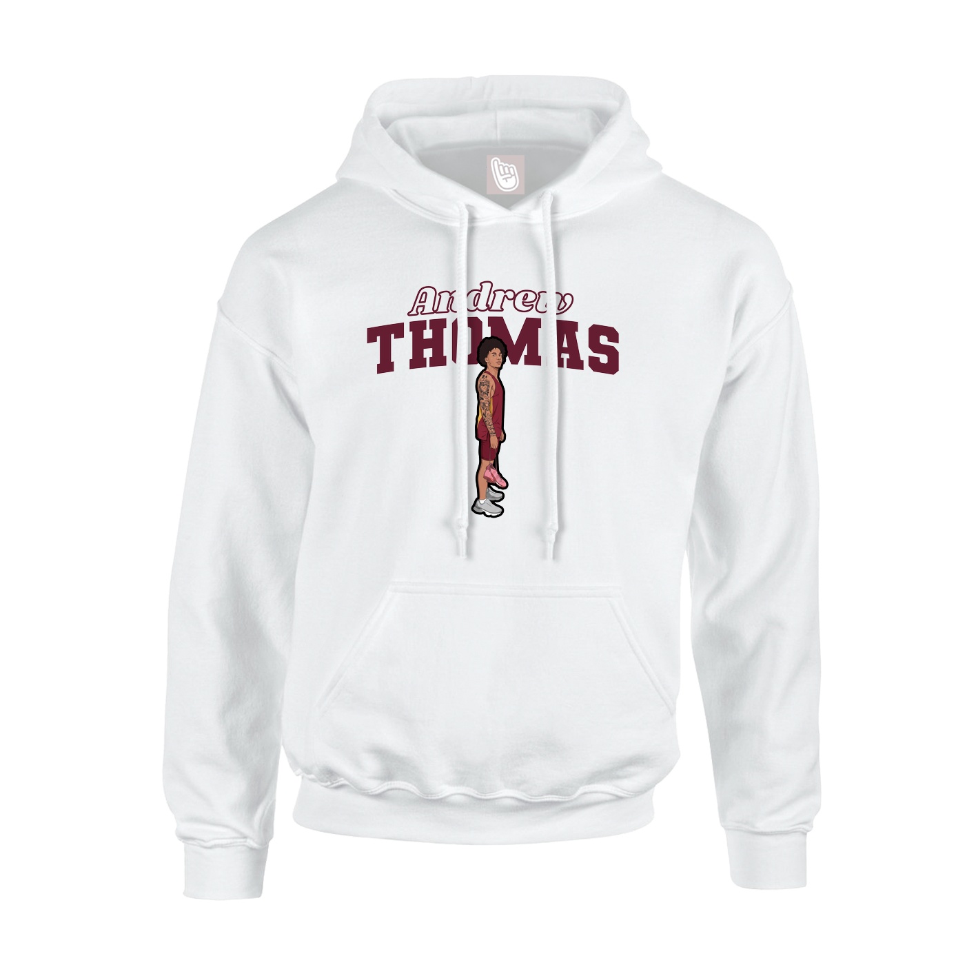 Youth Hoodie — Name Arch in White
