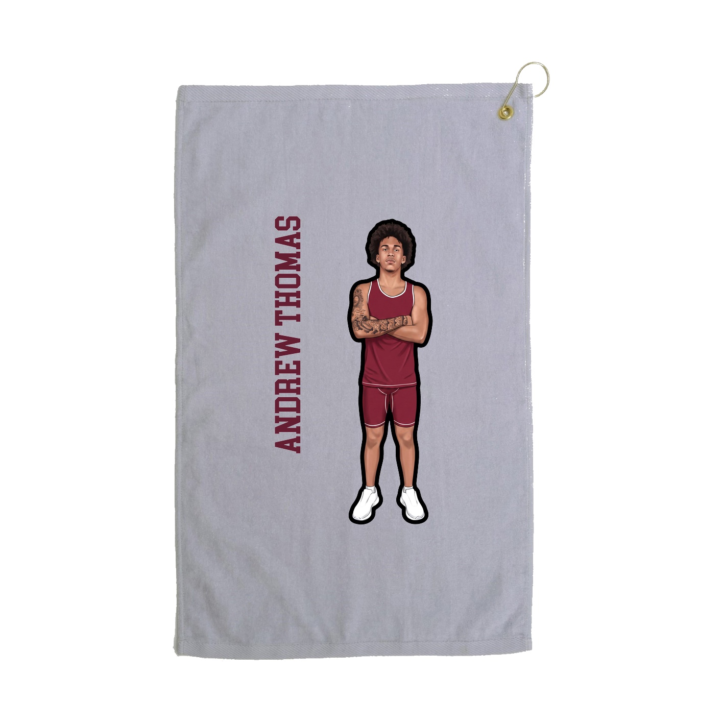 Golf Towel — Name Vertical in Grey
