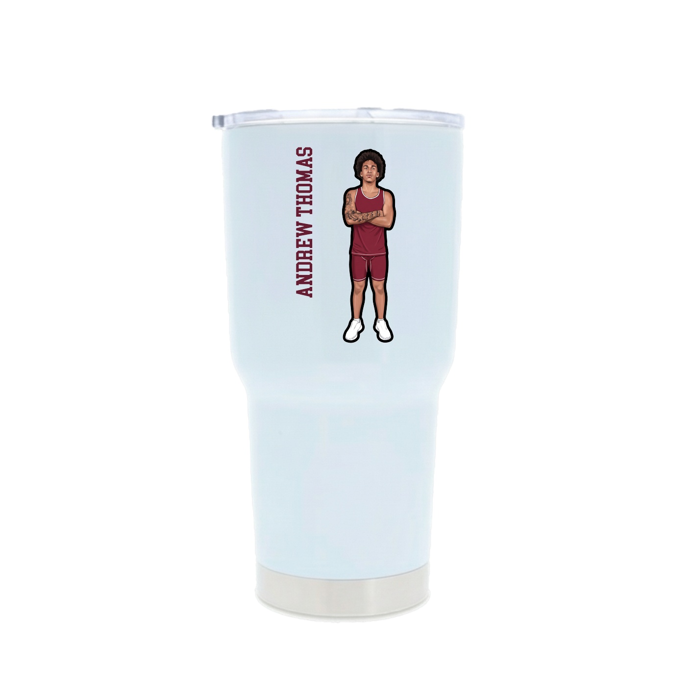 30oz Stainless Steel Tumbler — Name Vertical in White