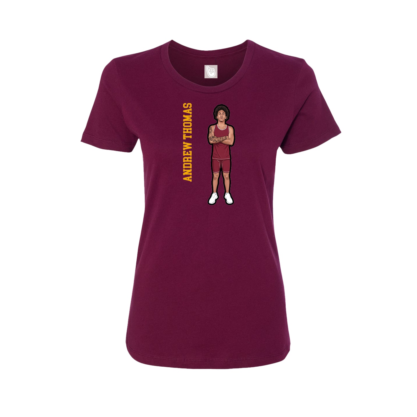 Fitted Women's Tee — Name Vertical in Maroon