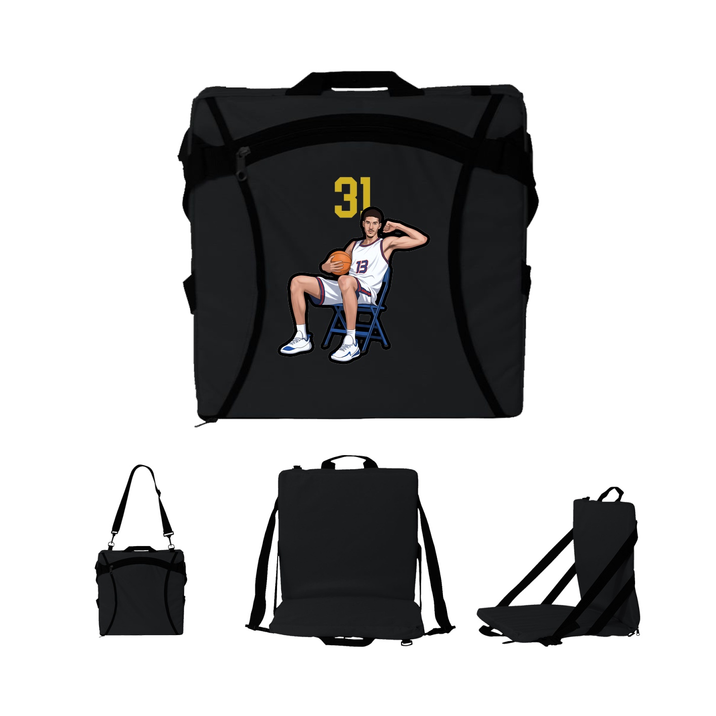 Folding Stadium Seat — Number Top in Black