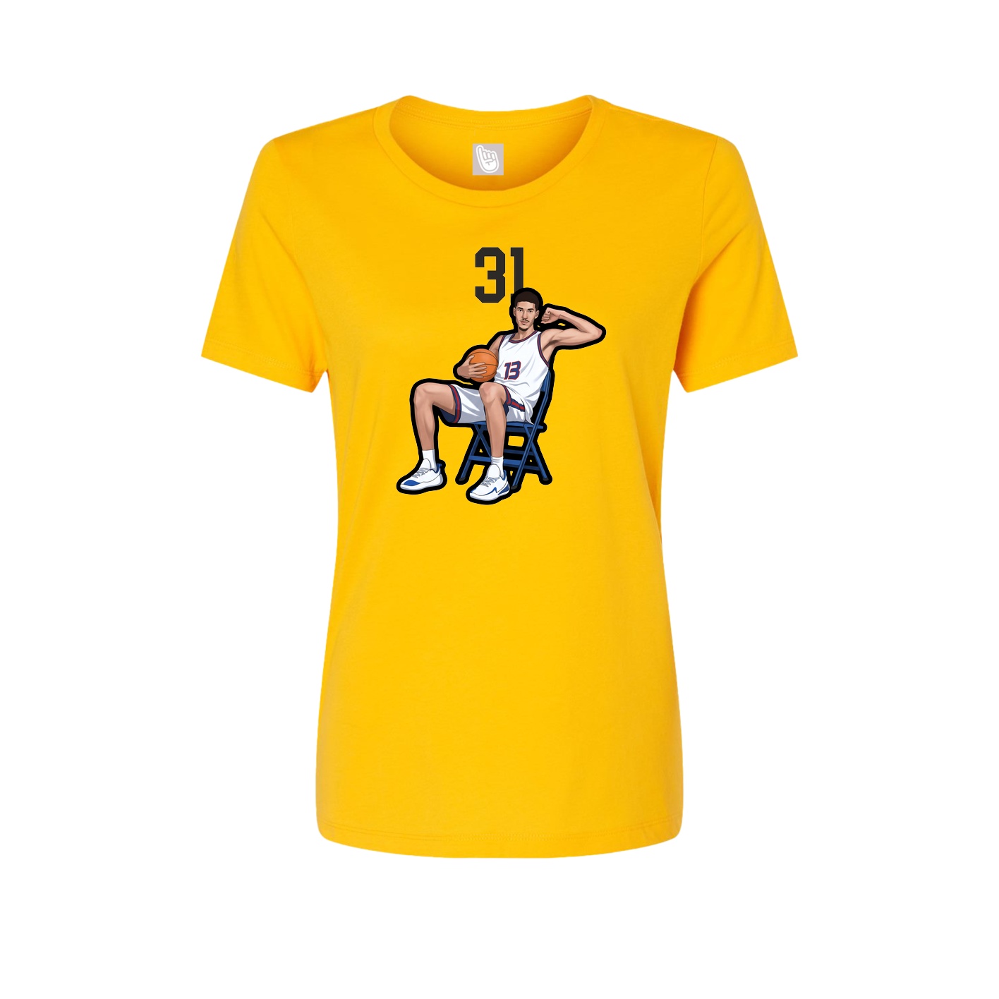 Fitted Women's Tee — Number Top in Gold