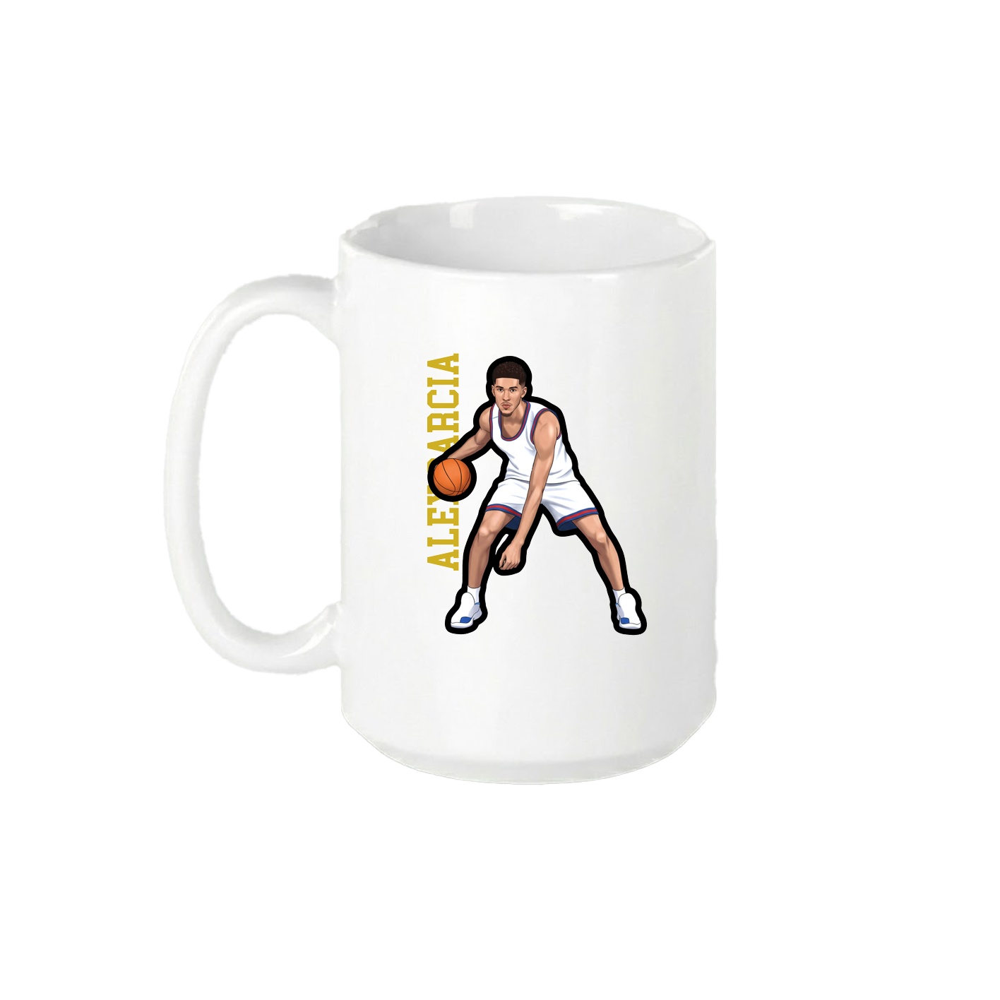 15oz Coffee Mug — Name Vertical in White