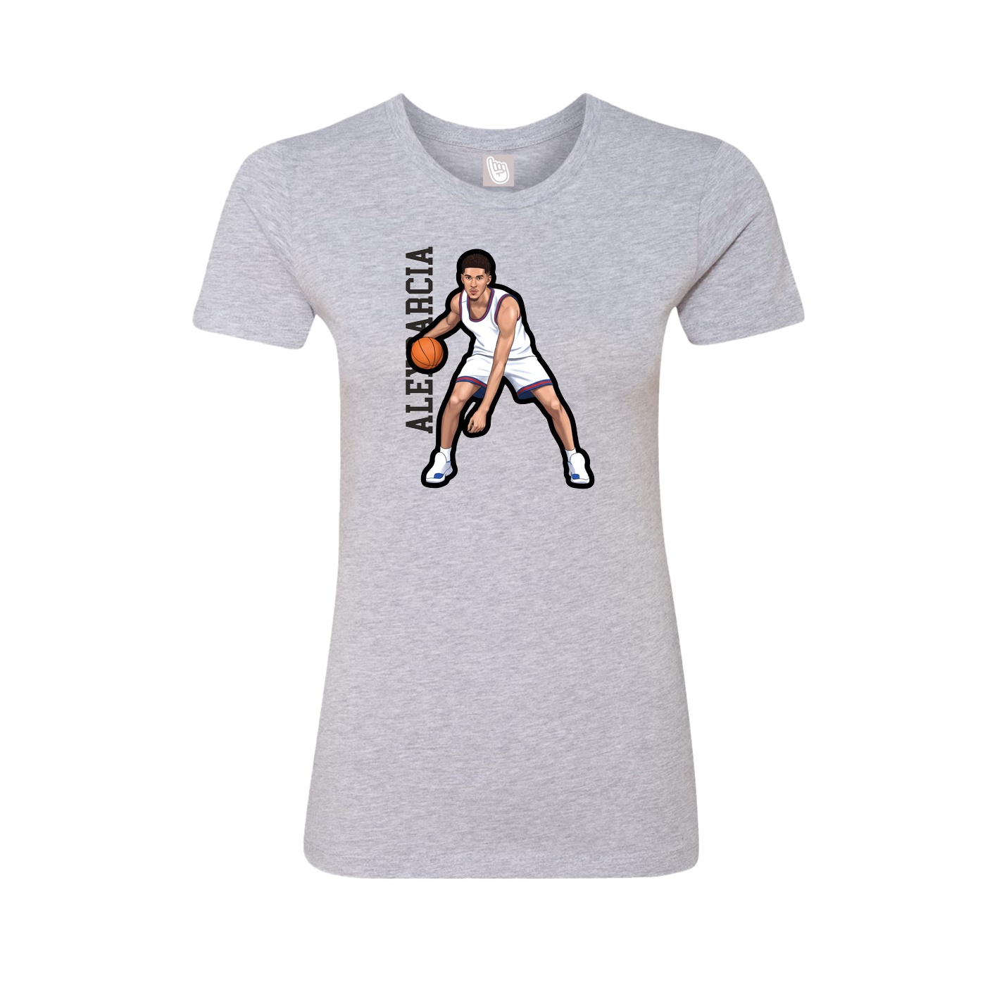Fitted Women's Tee — Name Vertical in Grey