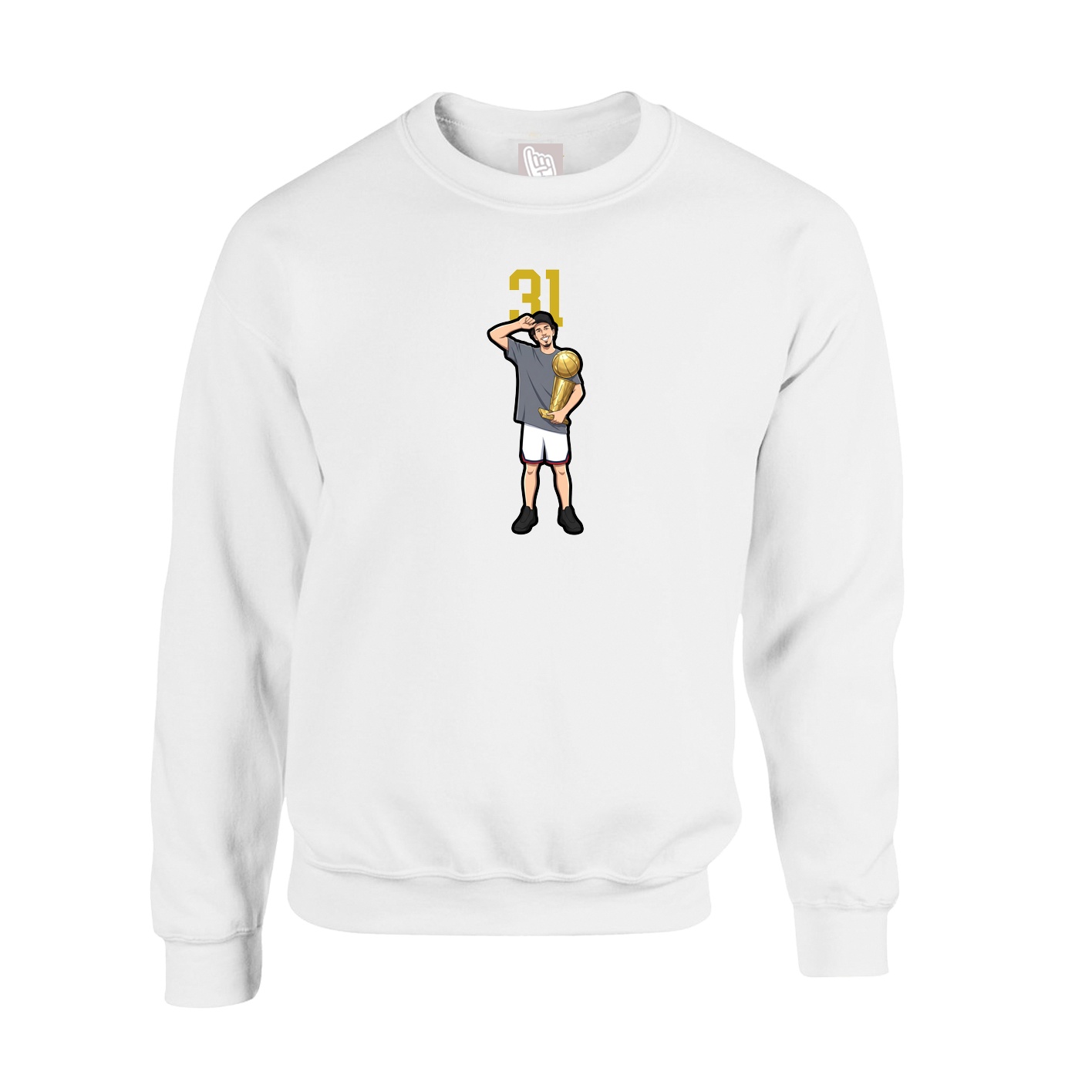 Fleece Crew — Number Top in White