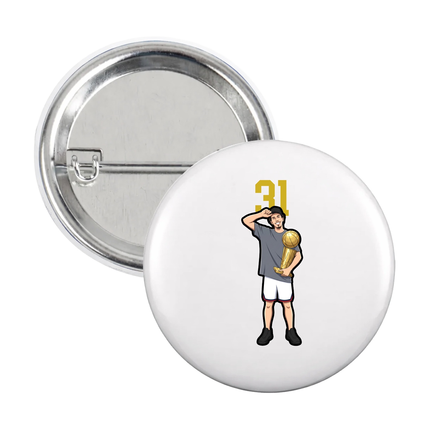 Game Day Button — Number Top in White