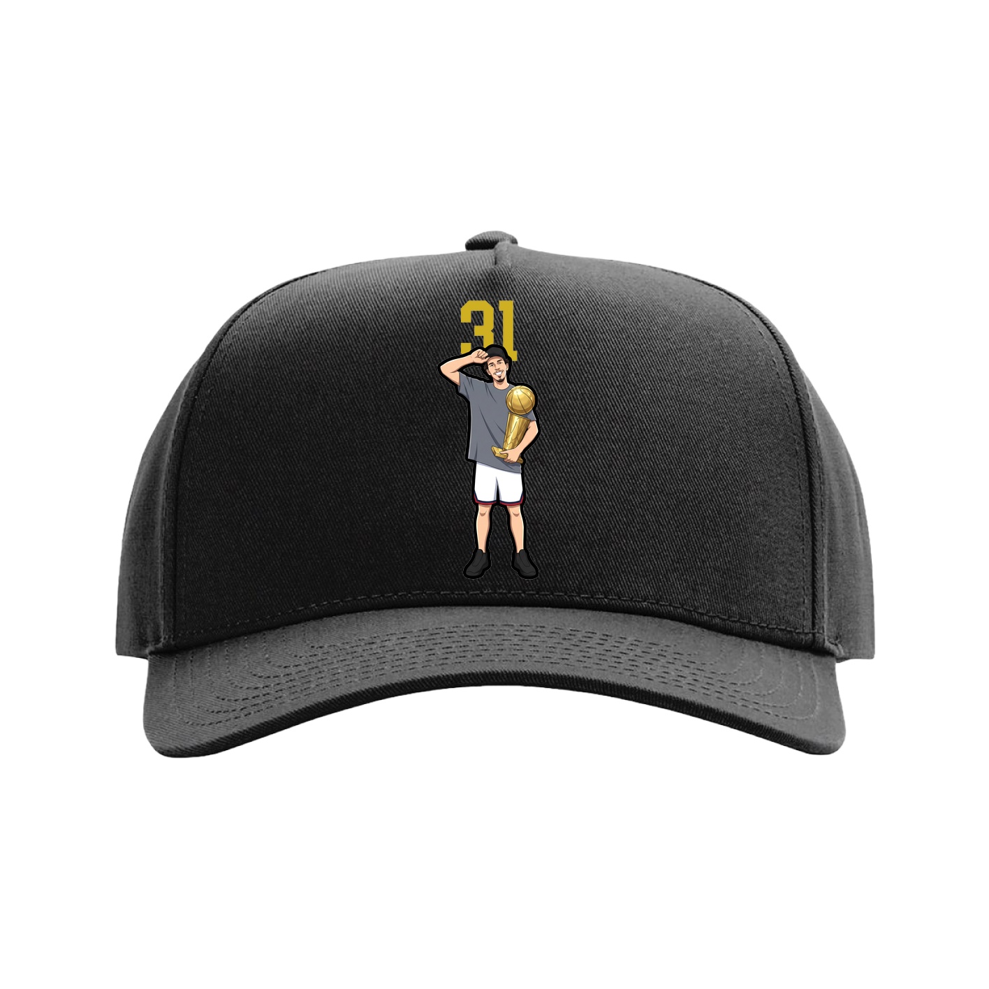 Full Fabric Five-Panel Champ Cap — Number Top in Black
