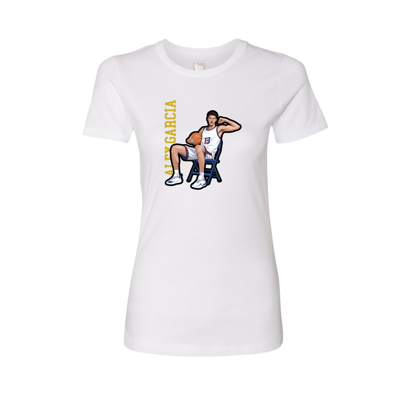 Fitted Women's Tee — Name Vertical in White