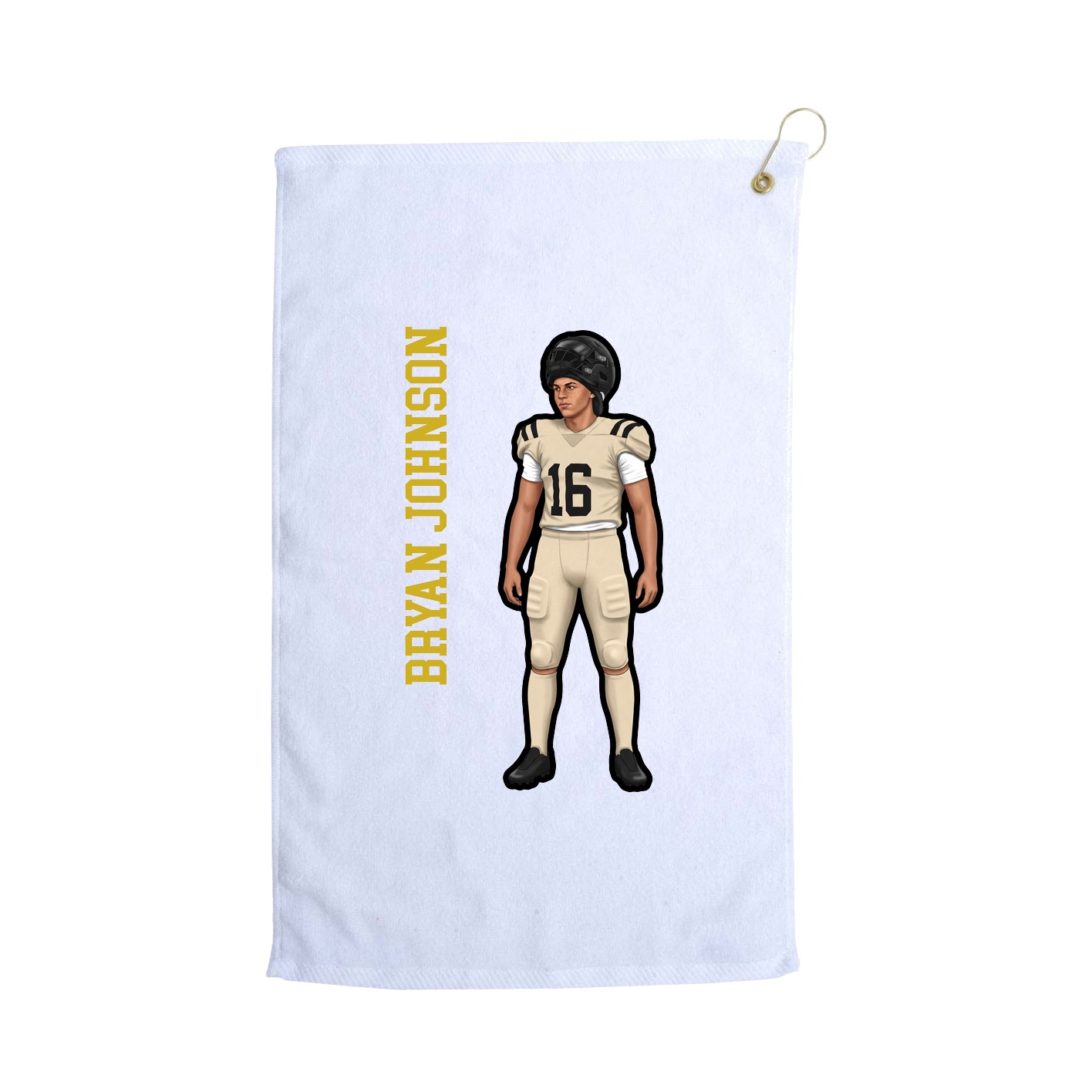 Golf Towel — Name Vertical in White