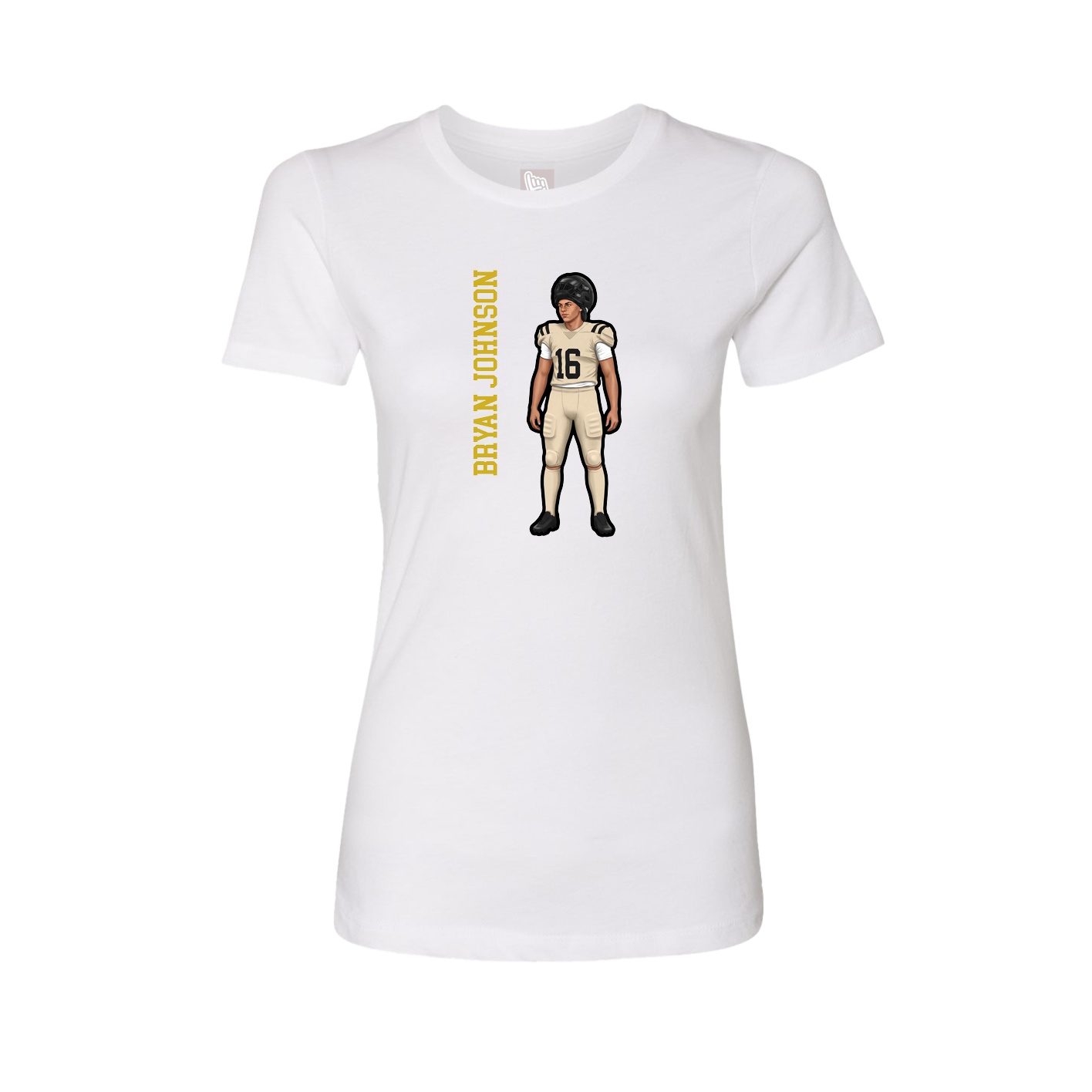 Fitted Women's Tee — Name Vertical in White