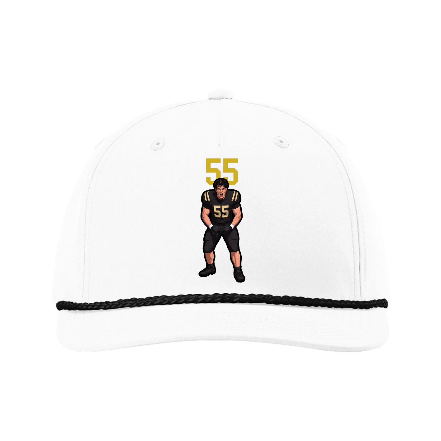 Five-Panel Classic Rope Cap — Number Top in White
