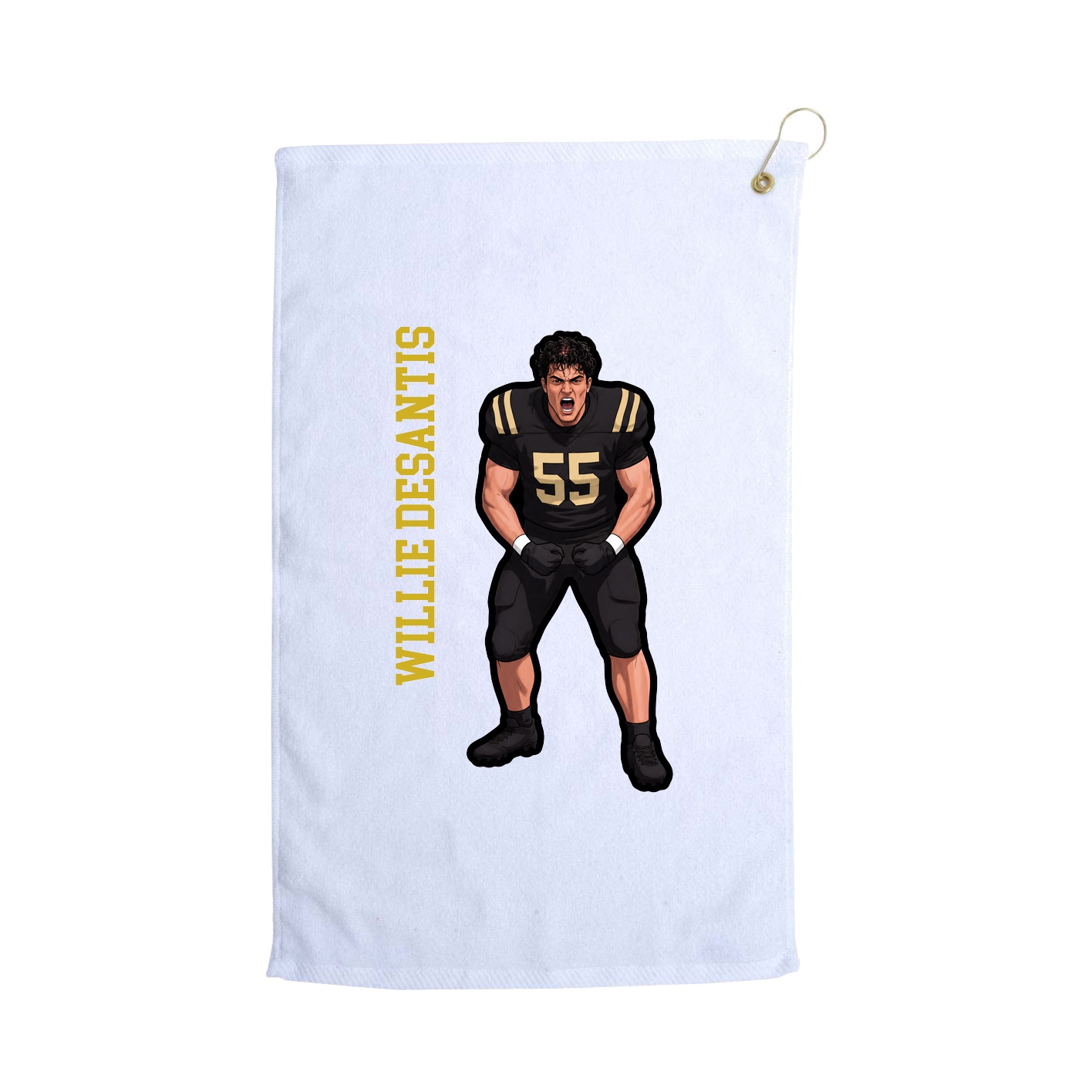 Golf Towel — Name Vertical in White