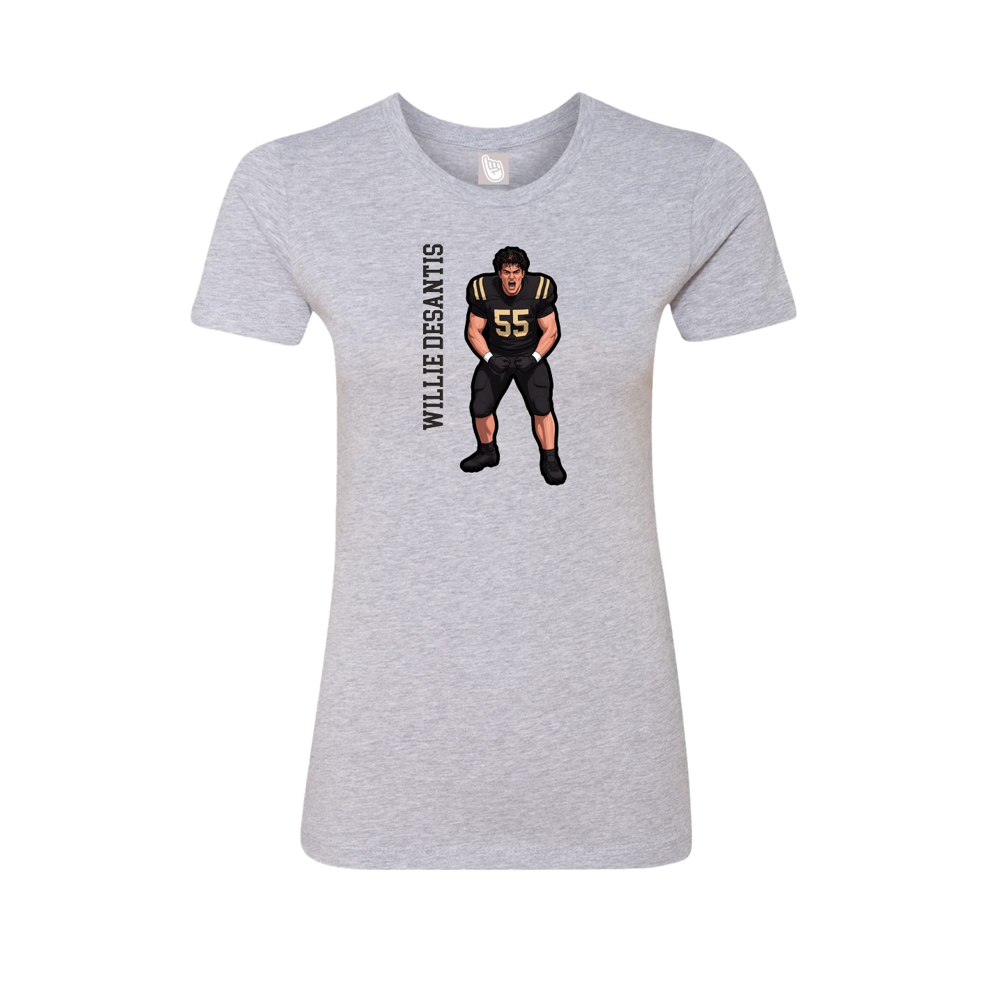 Fitted Women's Tee — Name Vertical in Grey