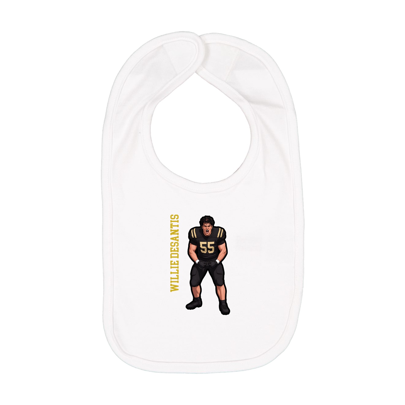 Infant Bib — Name Vertical in White