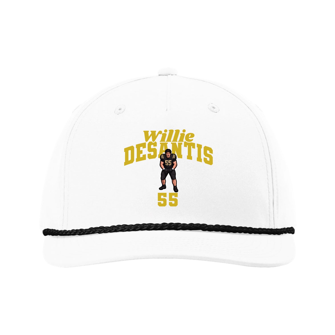 Five-Panel Classic Rope Cap — Signature Arch in White