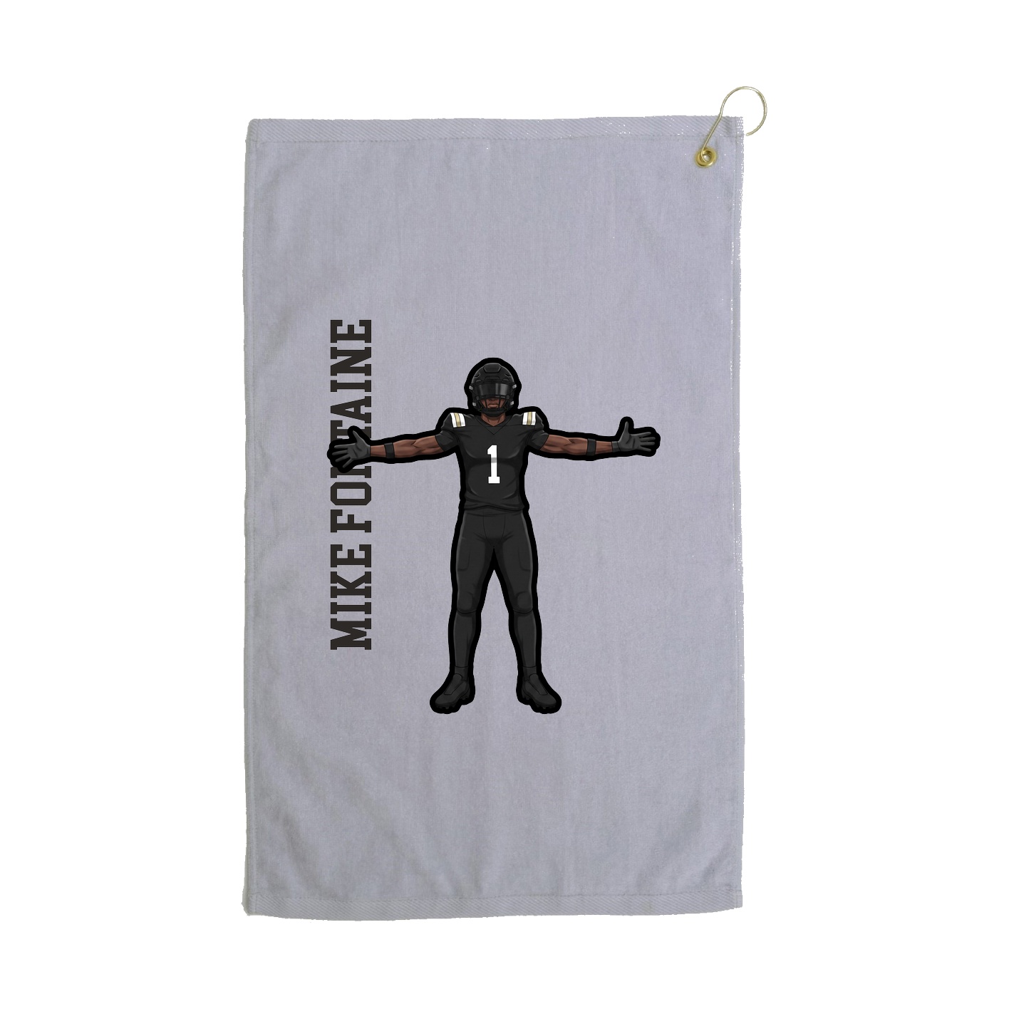 Golf Towel — Name Vertical in Grey