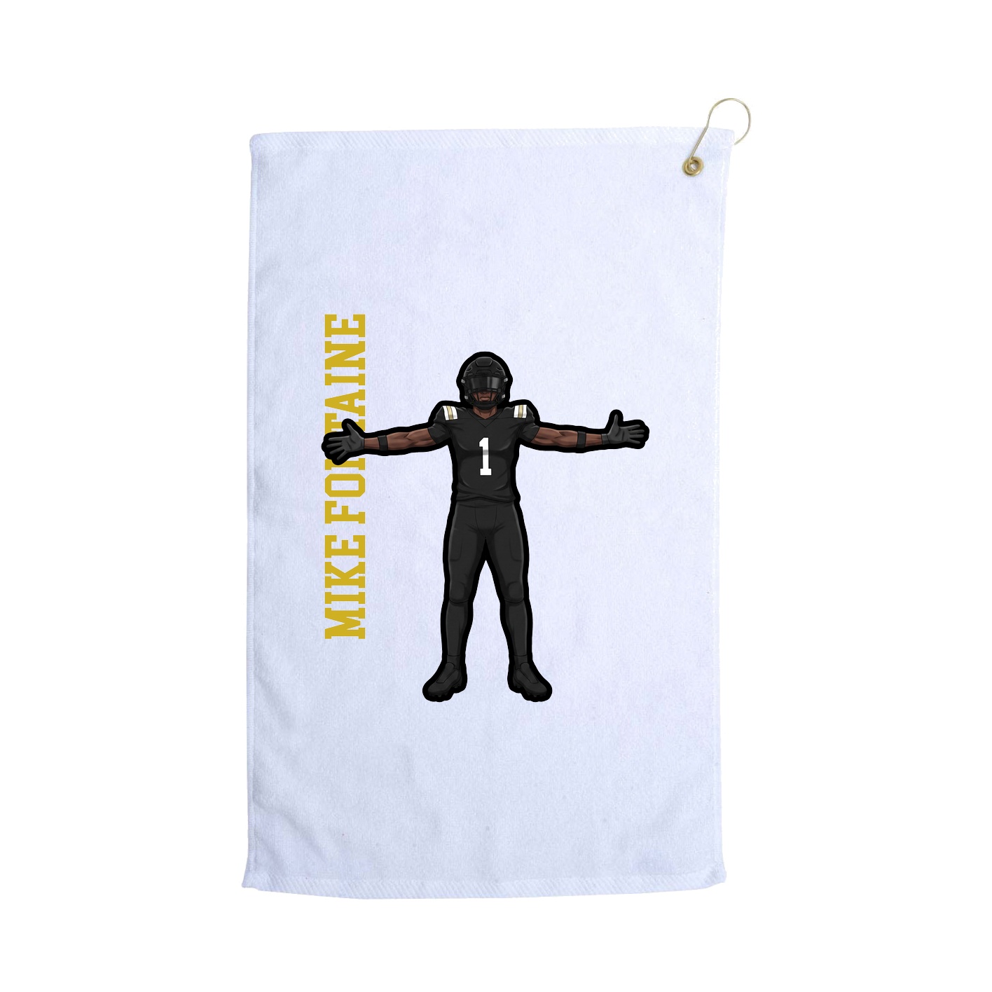 Golf Towel — Name Vertical in White