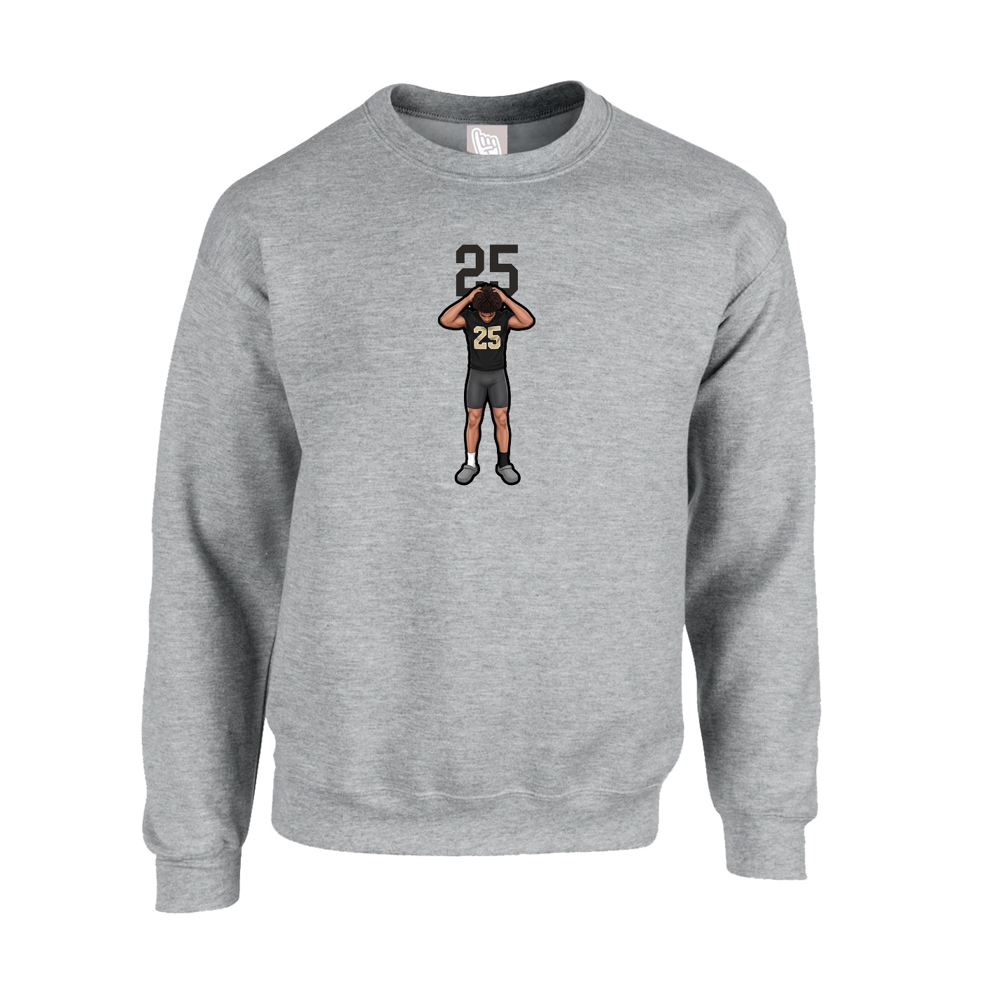Fleece Crew — Number Top in Grey