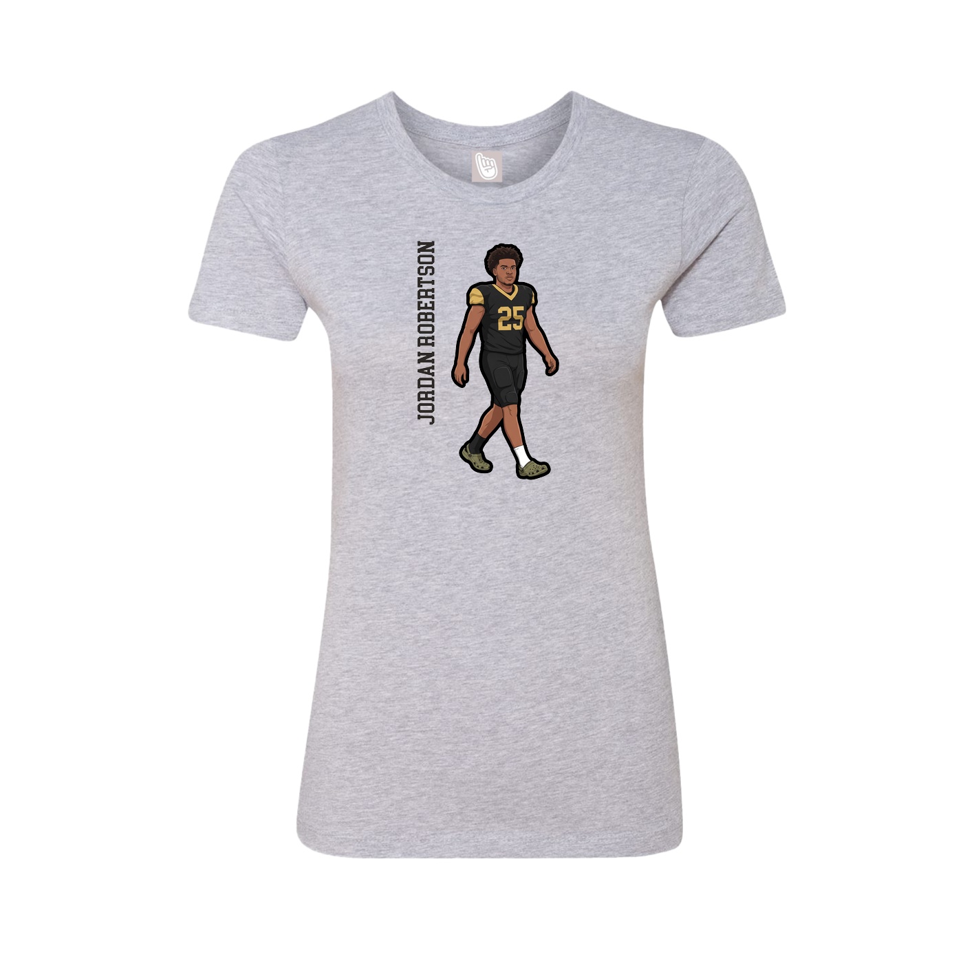 Fitted Women's Tee — Name Vertical in Grey