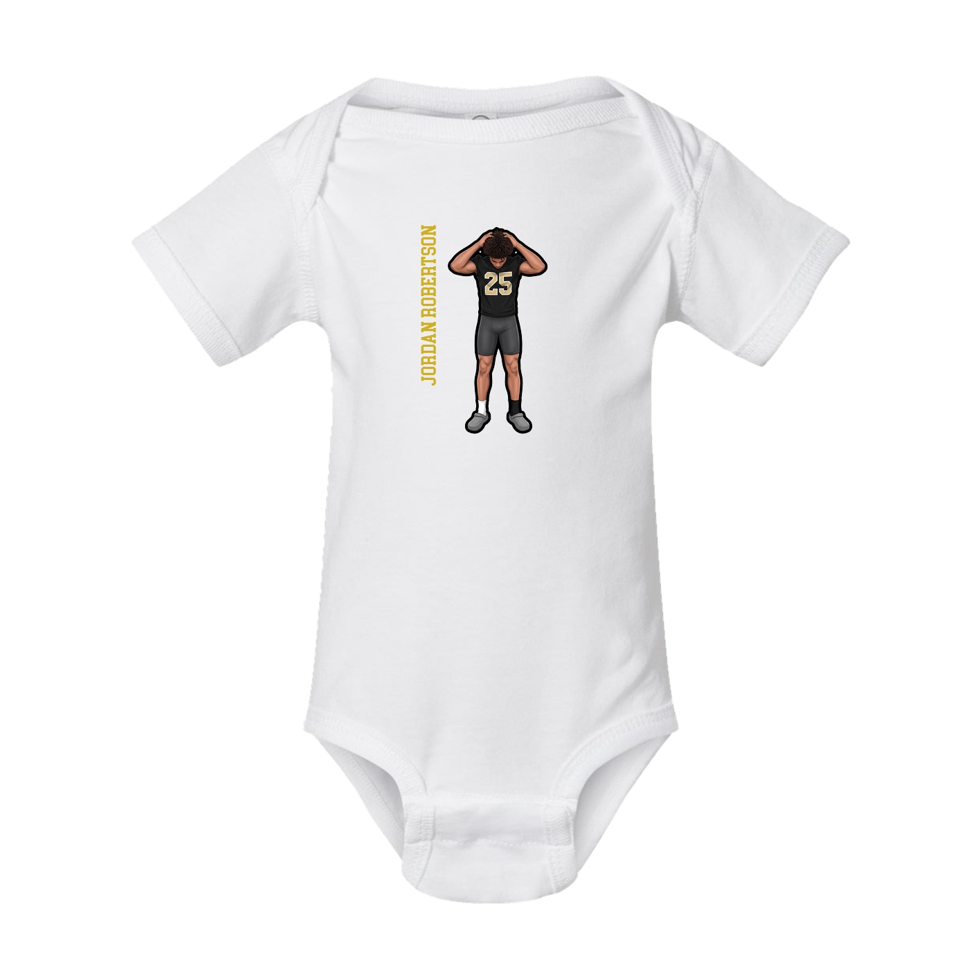 Baby Onesie — Name Vertical in White