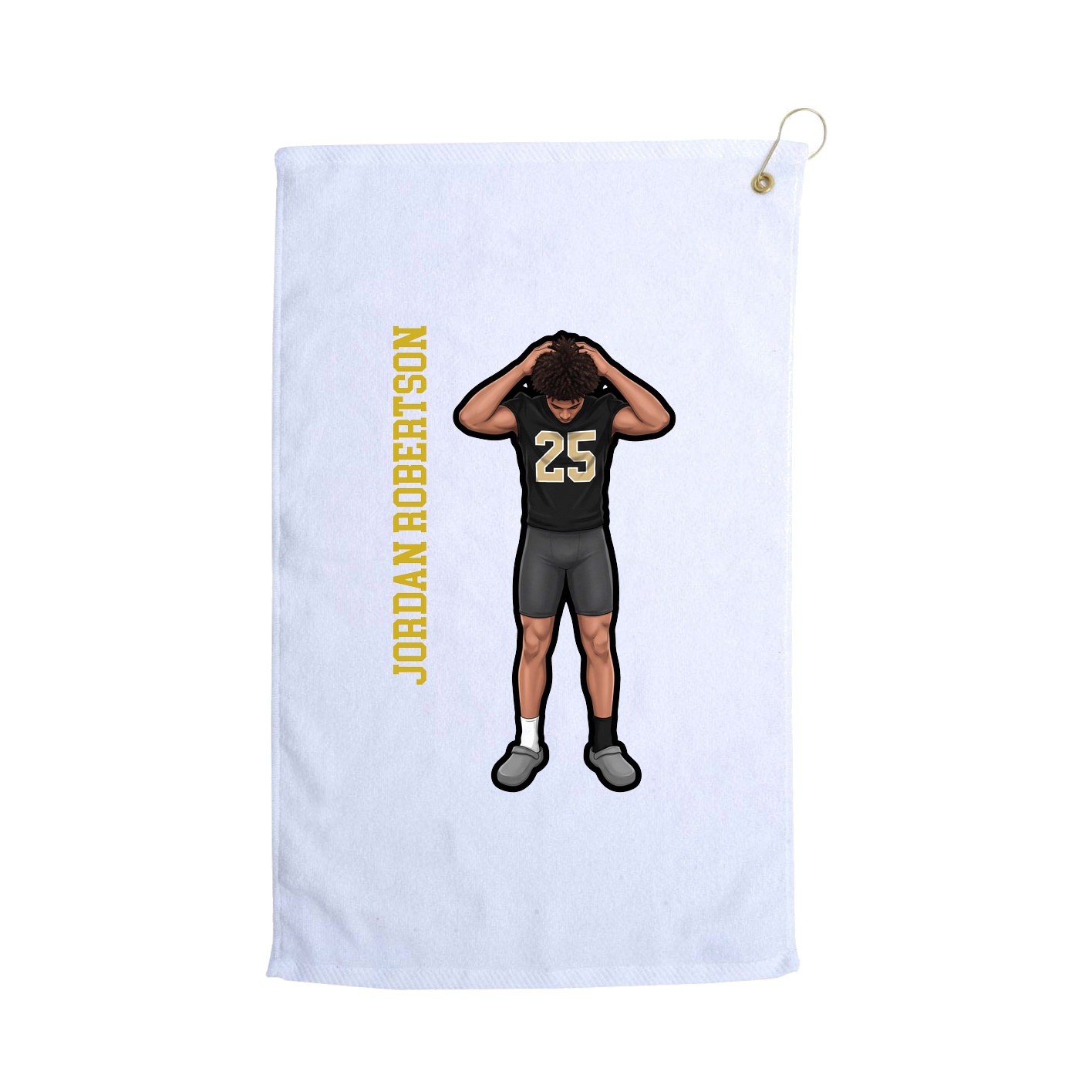 Golf Towel — Name Vertical in White